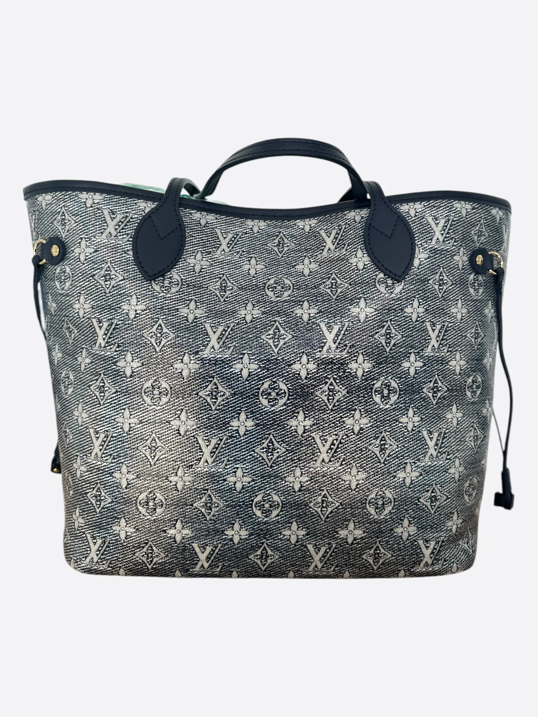 Louis Vuitton Navy & White Iridescent Monogram Neverfull MM