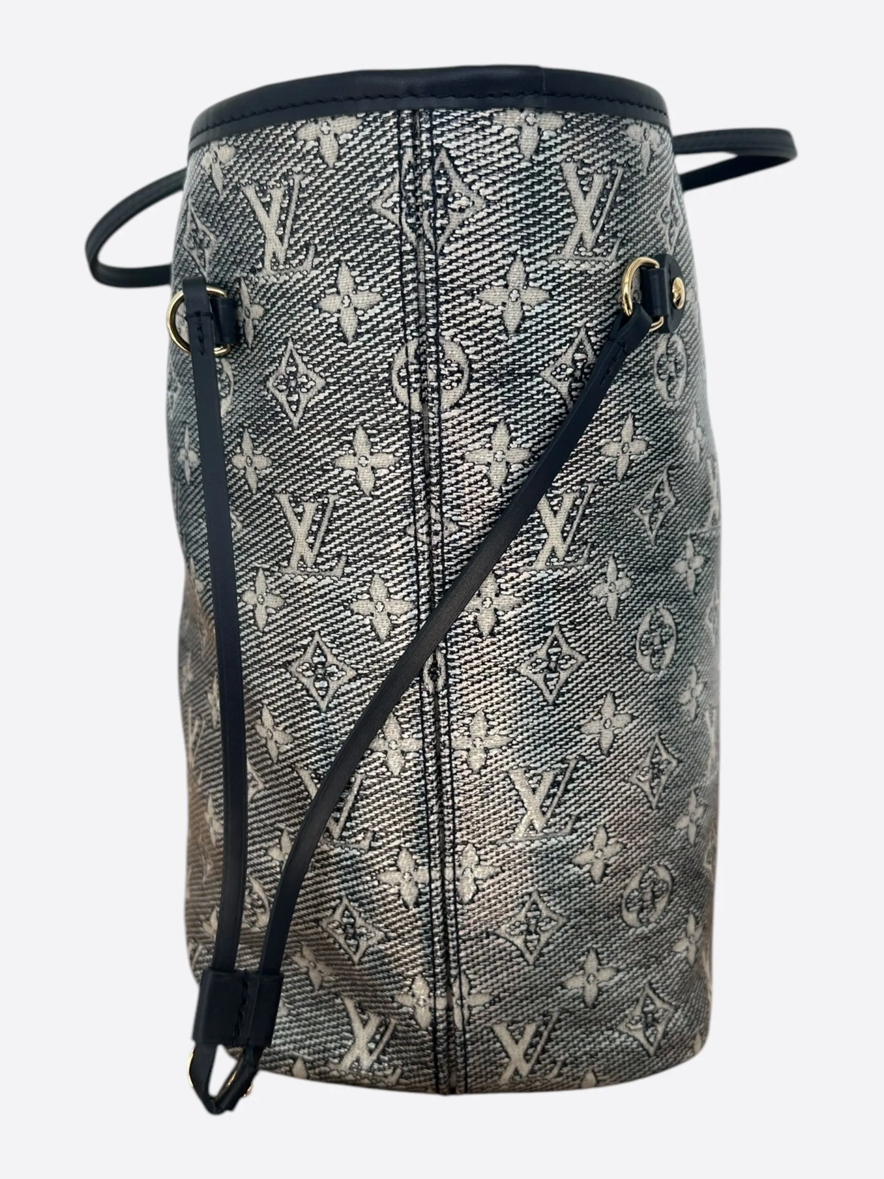 Louis Vuitton Navy & White Iridescent Monogram Neverfull MM