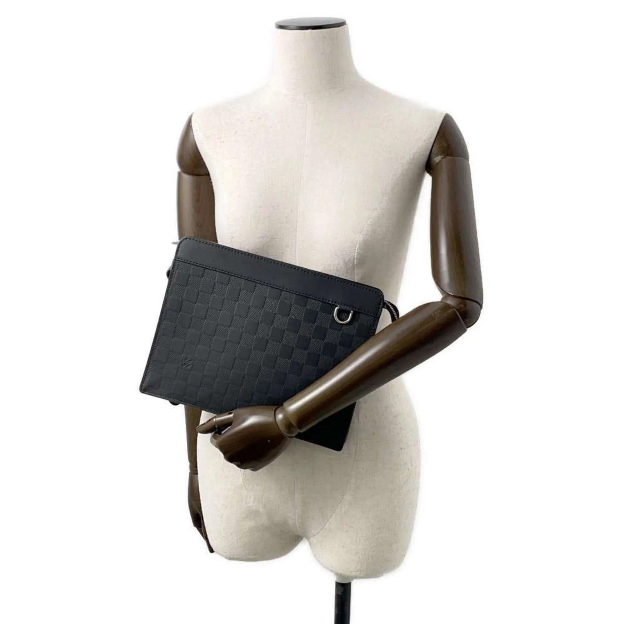 Louis Vuitton Noir Damier Infini Leather Clutch Bag Pouch (Pre-Owned)