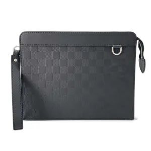 Louis Vuitton Noir Damier Infini Leather Clutch Bag Pouch (Pre-Owned)