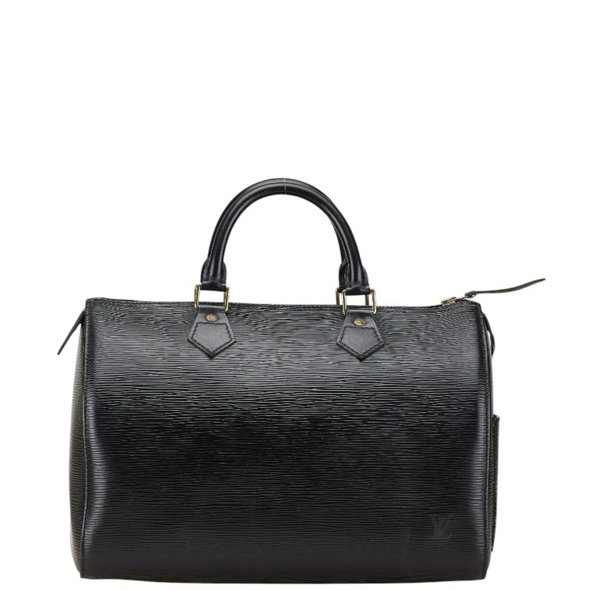 Louis Vuitton Noir Leather Boston Bag Handbag (Pre-Owned)