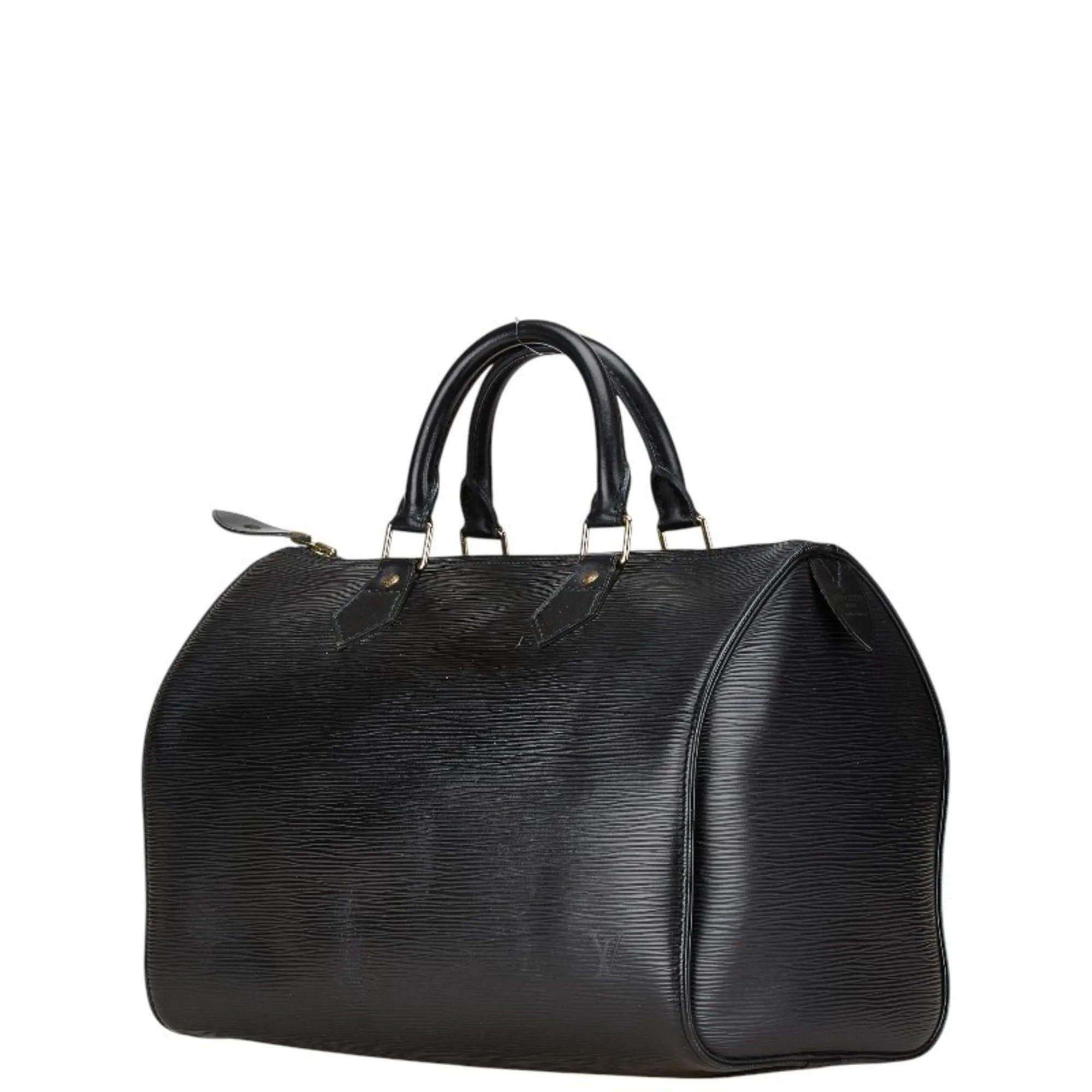 Louis Vuitton Noir Leather Boston Bag Handbag (Pre-Owned)
