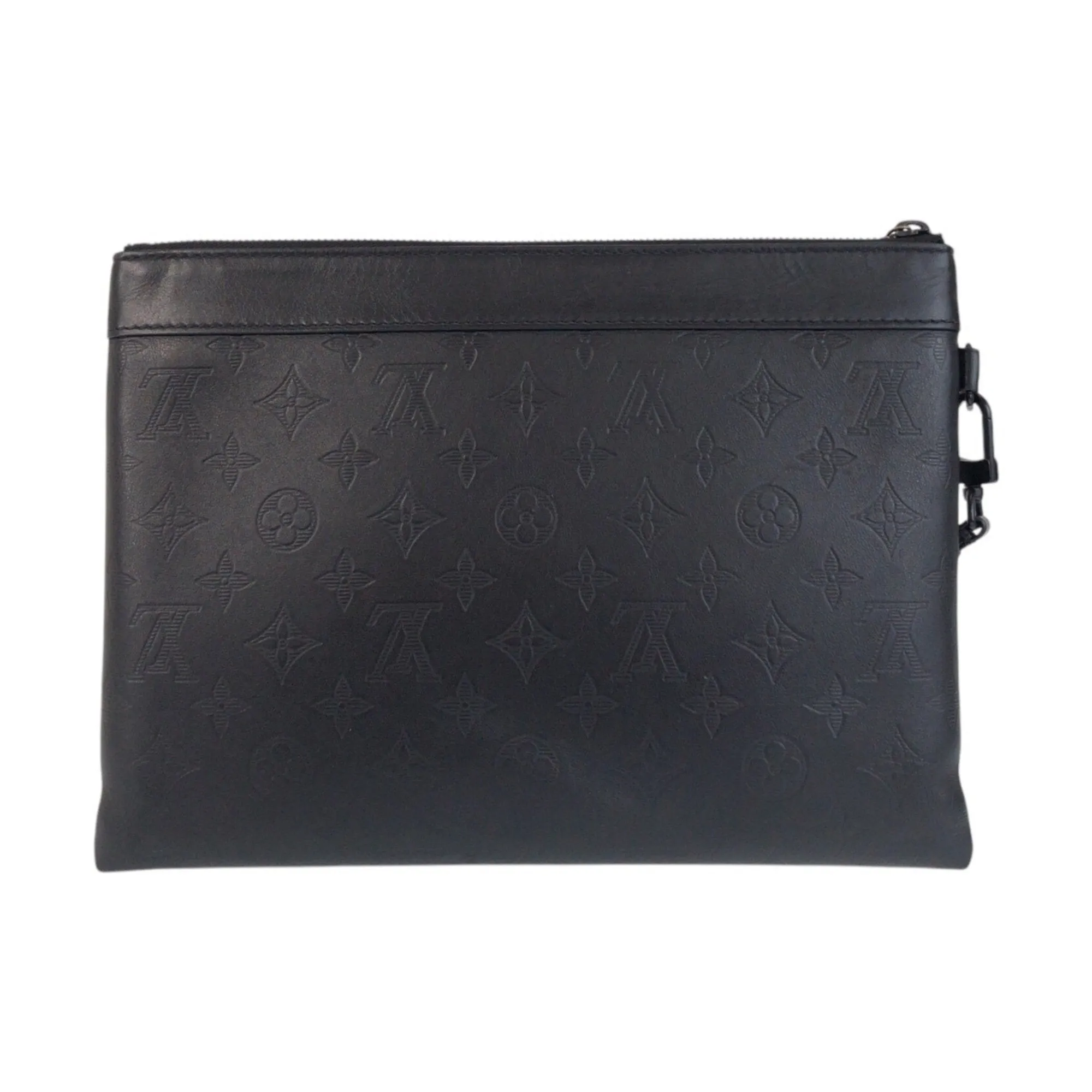 Louis Vuitton Noir Leather Clutch Bag Pochette (Pre-Owned)