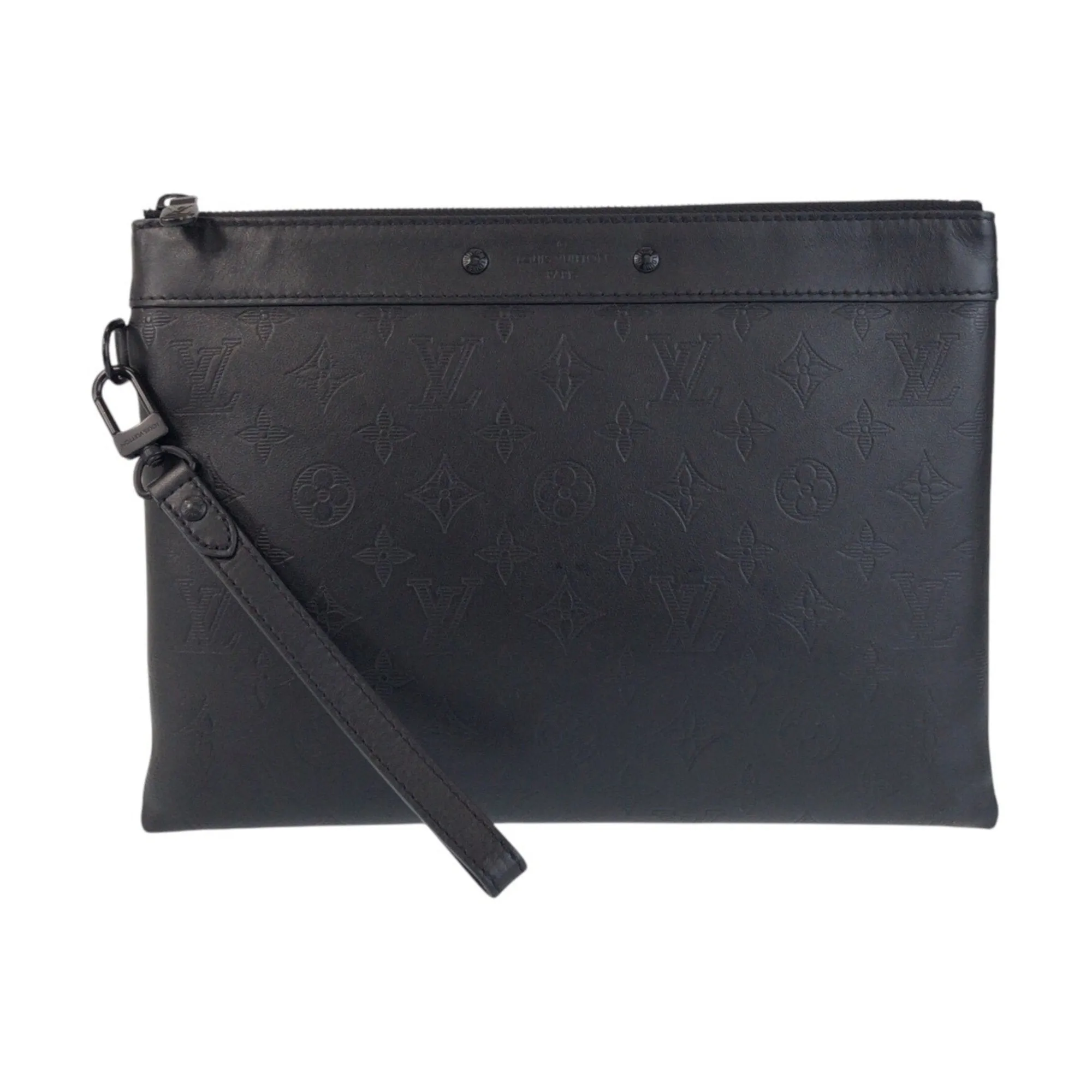 Louis Vuitton Noir Leather Clutch Bag Pochette (Pre-Owned)