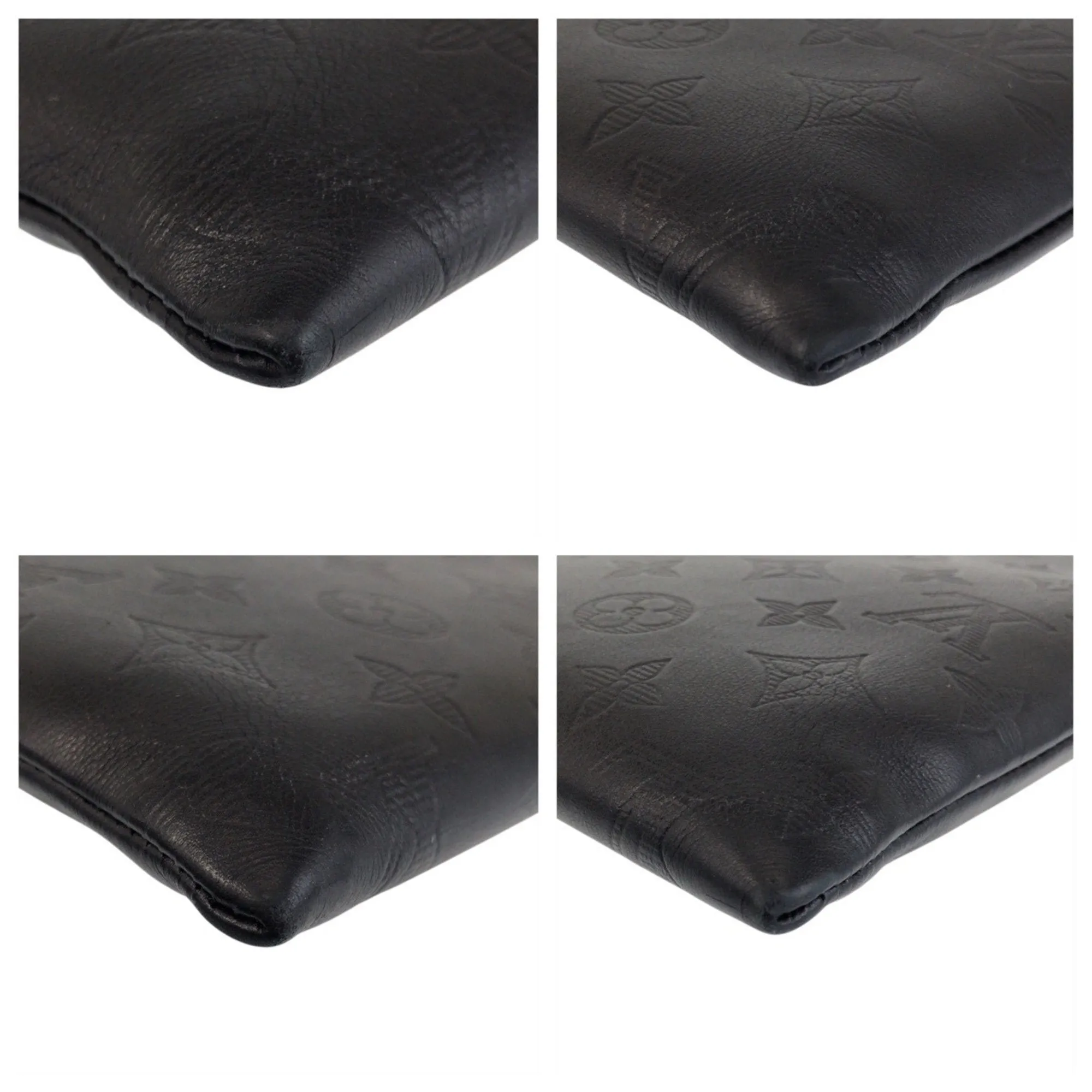 Louis Vuitton Noir Leather Clutch Bag Pochette (Pre-Owned)