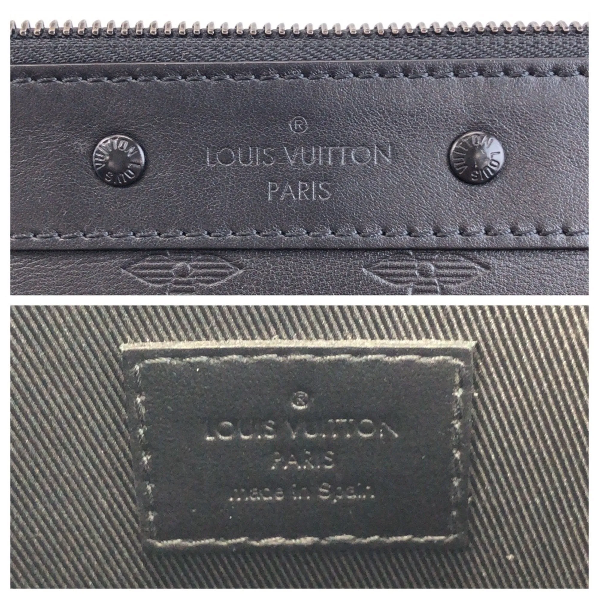 Louis Vuitton Noir Leather Clutch Bag Pochette (Pre-Owned)