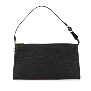 Louis Vuitton Noir Leather Handbag Pochette Pouch (Pre-Owned)
