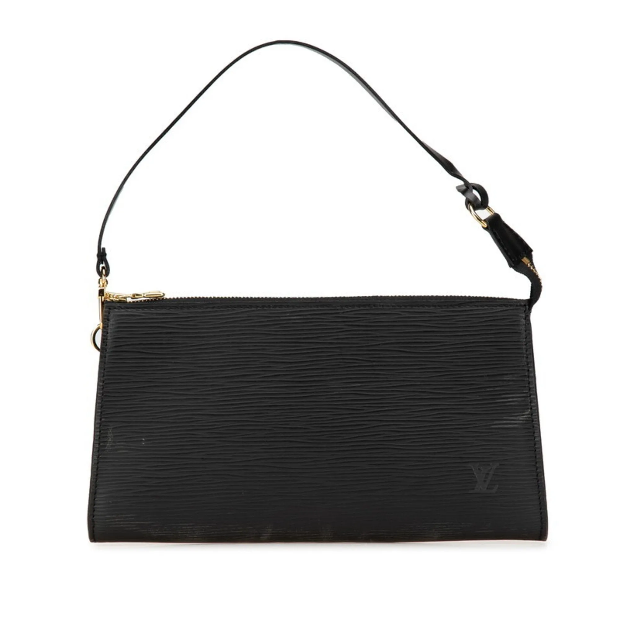 Louis Vuitton Noir Leather Handbag Pochette Pouch (Pre-Owned)