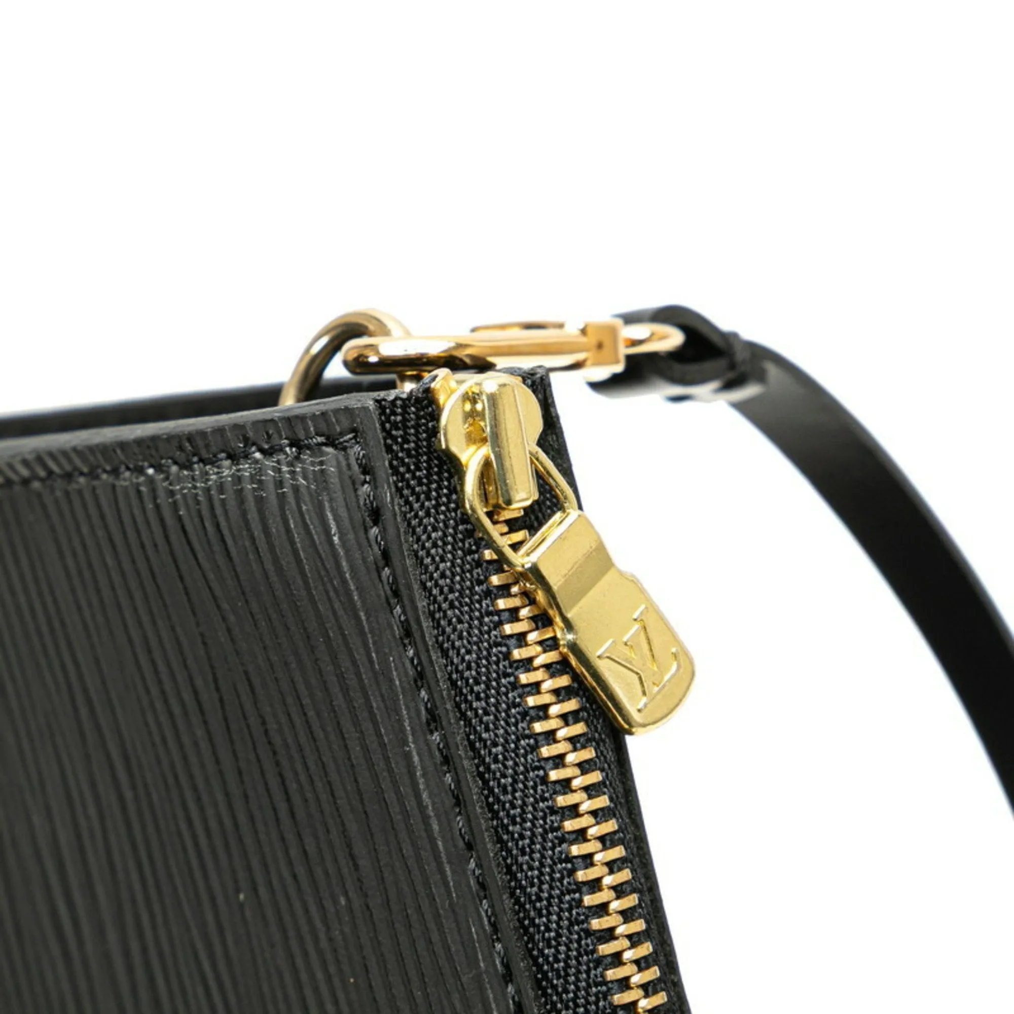 Louis Vuitton Noir Leather Handbag Pochette Pouch (Pre-Owned)