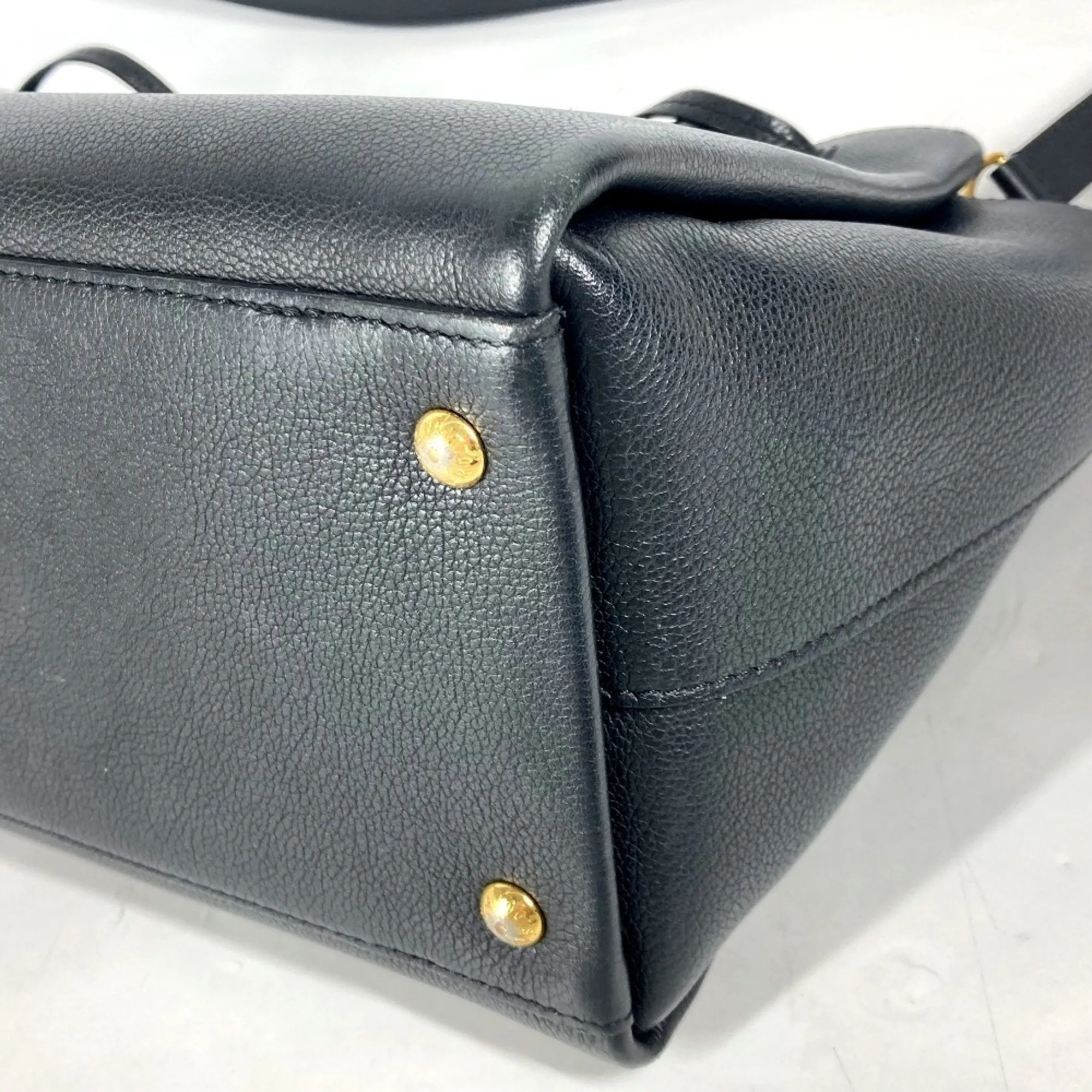 Louis Vuitton Noir Leather Handbag Shoulder Bag Tote Bag (Pre-Owned)