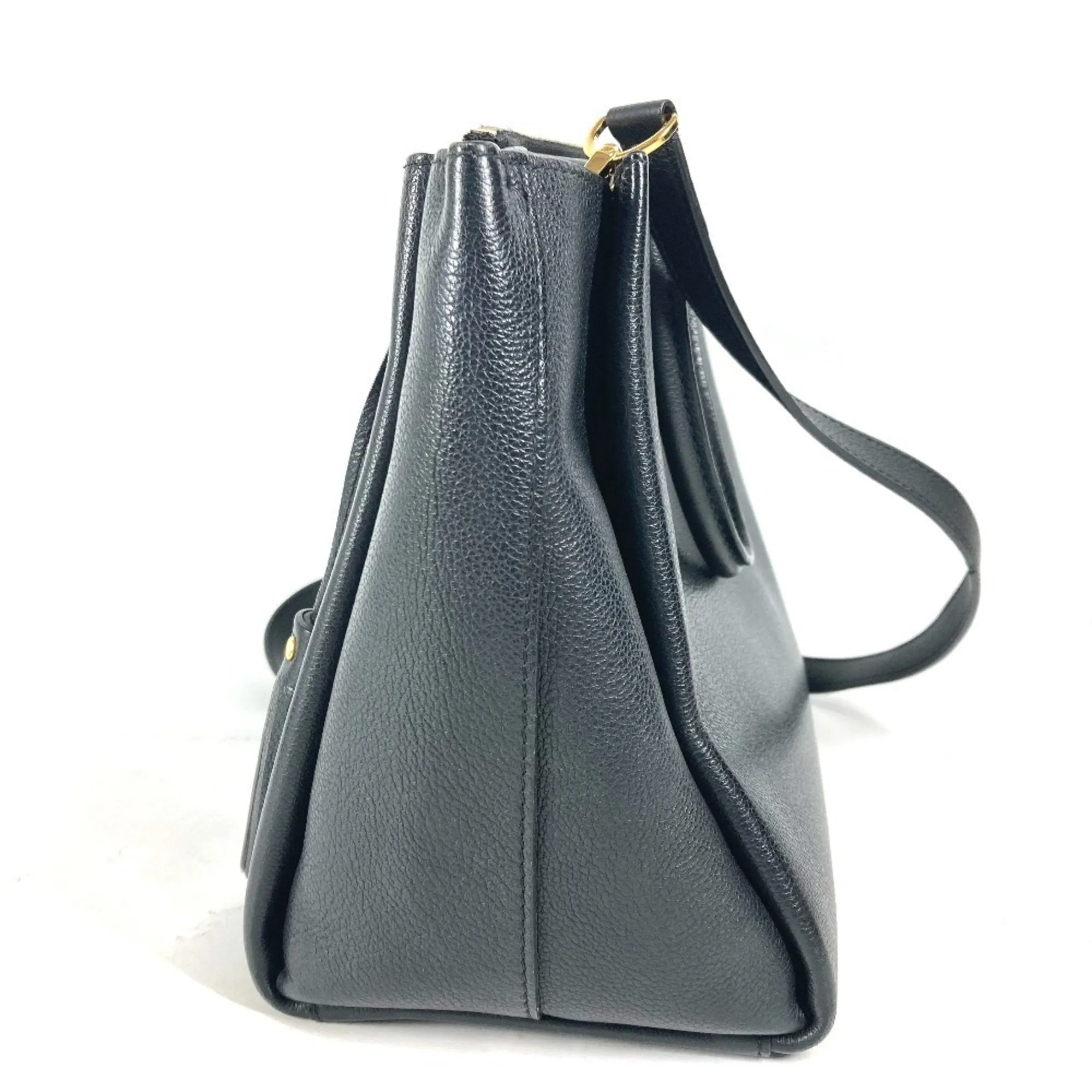 Louis Vuitton Noir Leather Handbag Shoulder Bag Tote Bag (Pre-Owned)