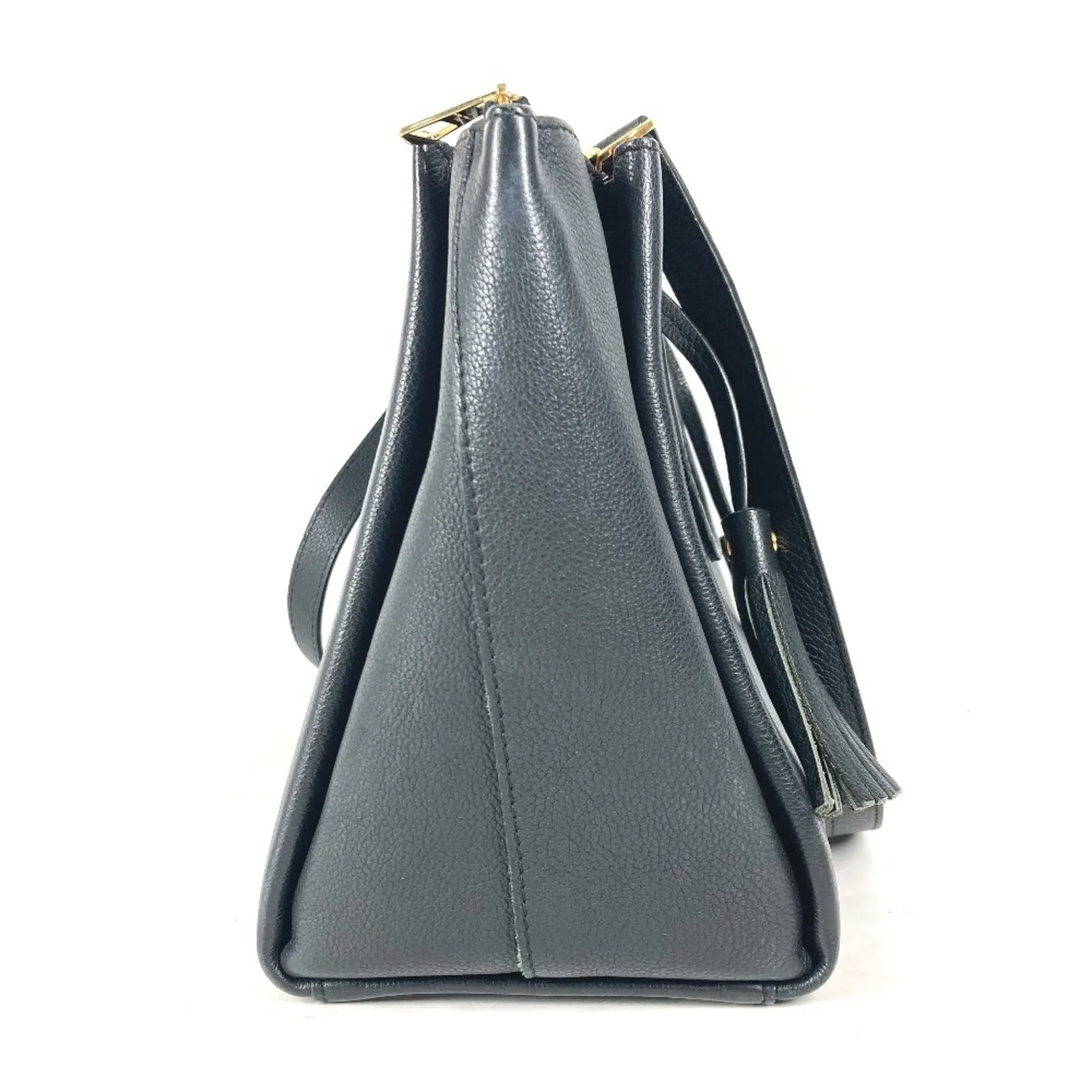 Louis Vuitton Noir Leather Handbag Shoulder Bag Tote Bag (Pre-Owned)