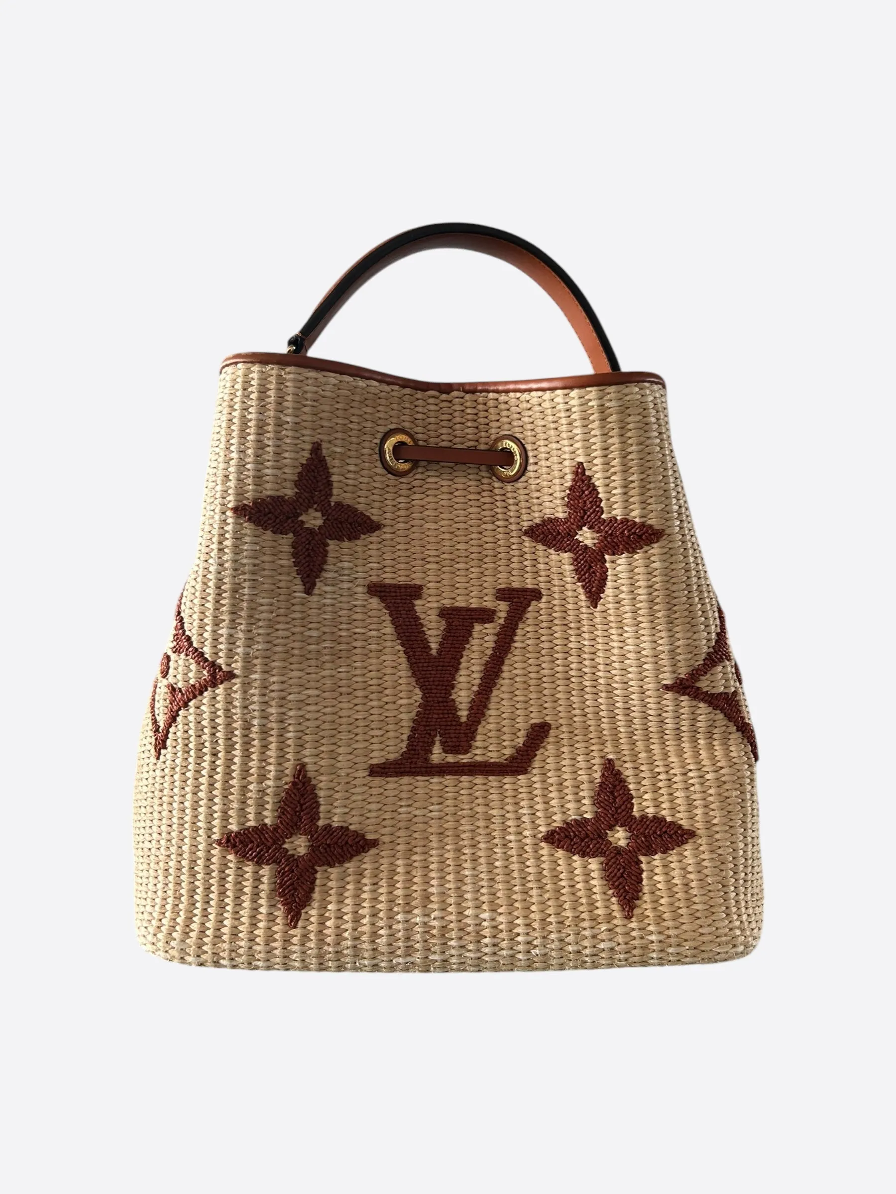 Louis Vuitton Tan & Brown Raffia Monogram Neo Noe MM