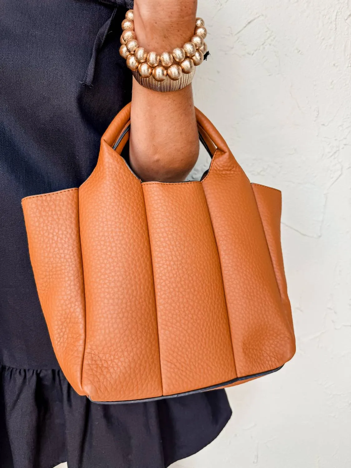 Maddox Paneled Satchel Bag In Orange