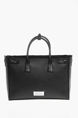 Maison Margiela Mm11 Textured Leather 5Ac Daily Tote Bag With Canvas Detail