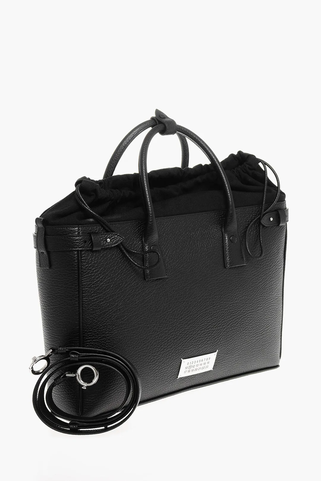 Maison Margiela Mm11 Textured Leather 5Ac Daily Tote Bag With Canvas Detail