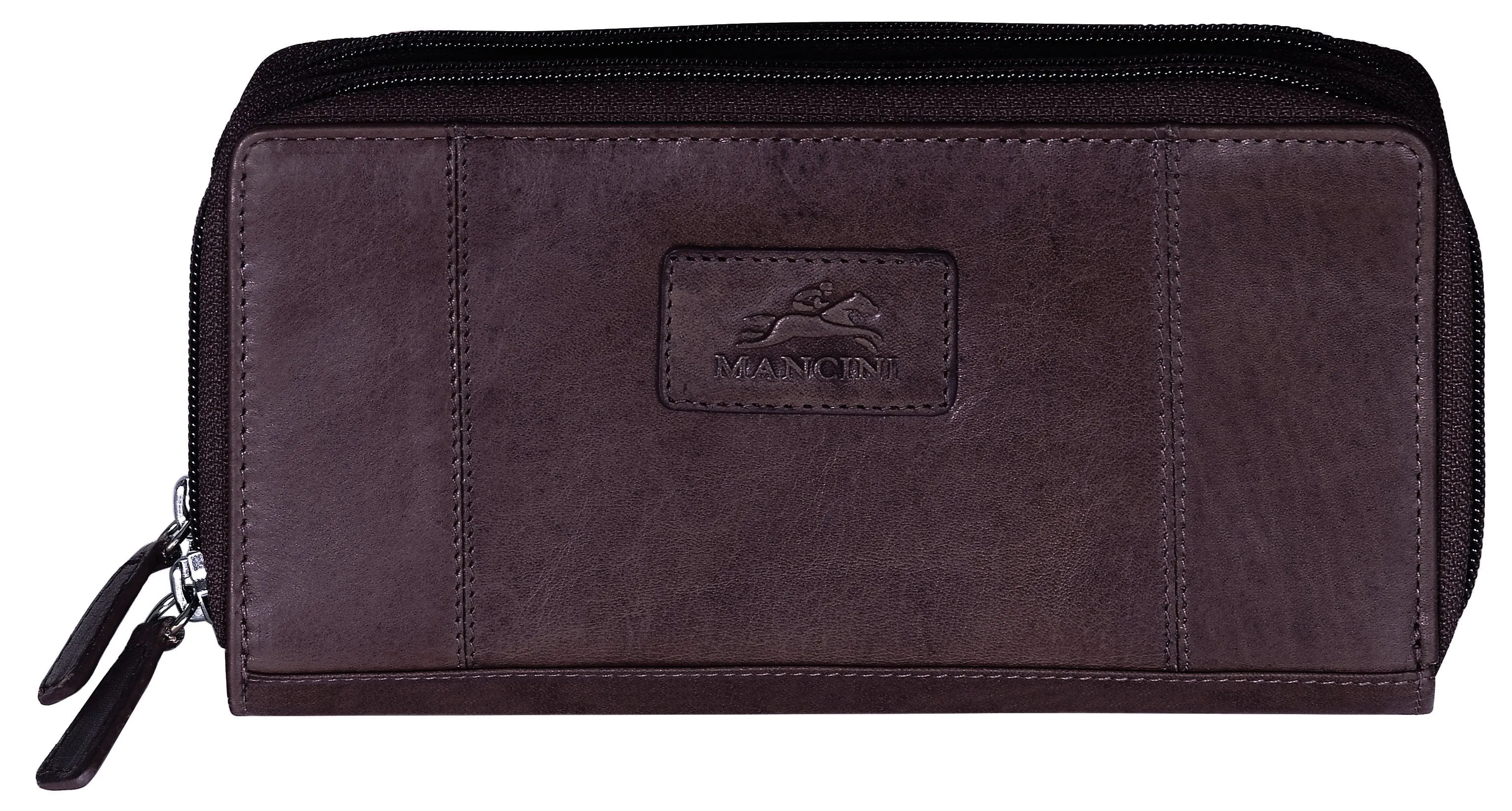 Mancini CASABLANCA Collection Ladies Double Zipper Clutch Wallet (RFID Secure)