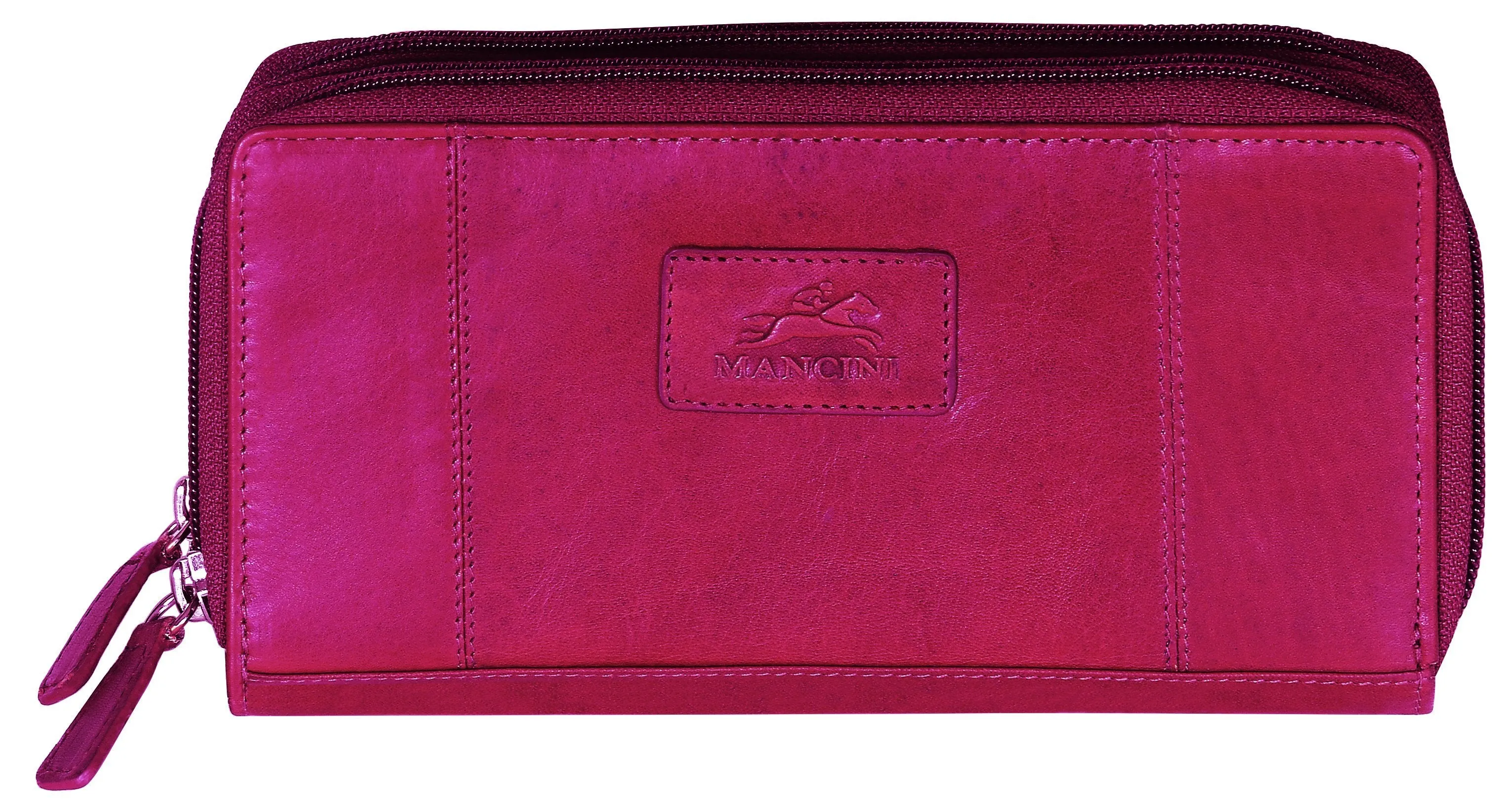 Mancini CASABLANCA Collection Ladies Double Zipper Clutch Wallet (RFID Secure)