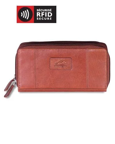 Mancini CASABLANCA Collection Ladies Double Zipper Clutch Wallet (RFID Secure)