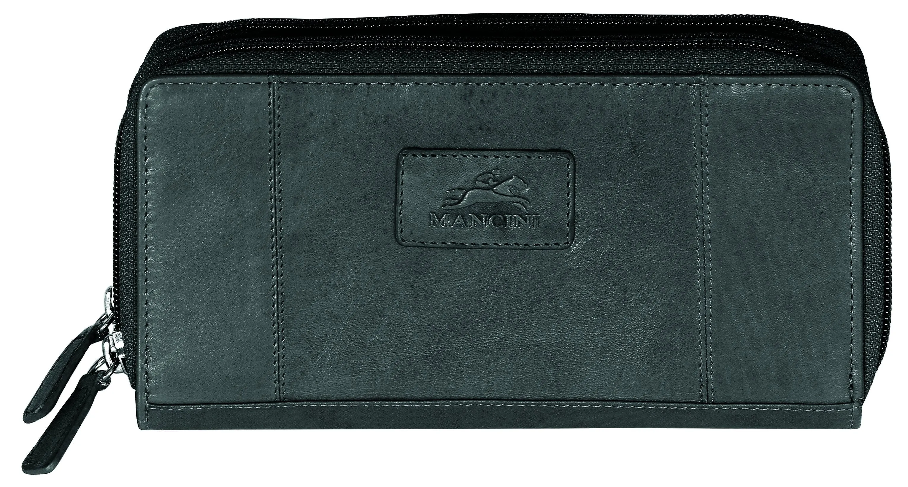 Mancini CASABLANCA Collection Ladies Double Zipper Clutch Wallet (RFID Secure)