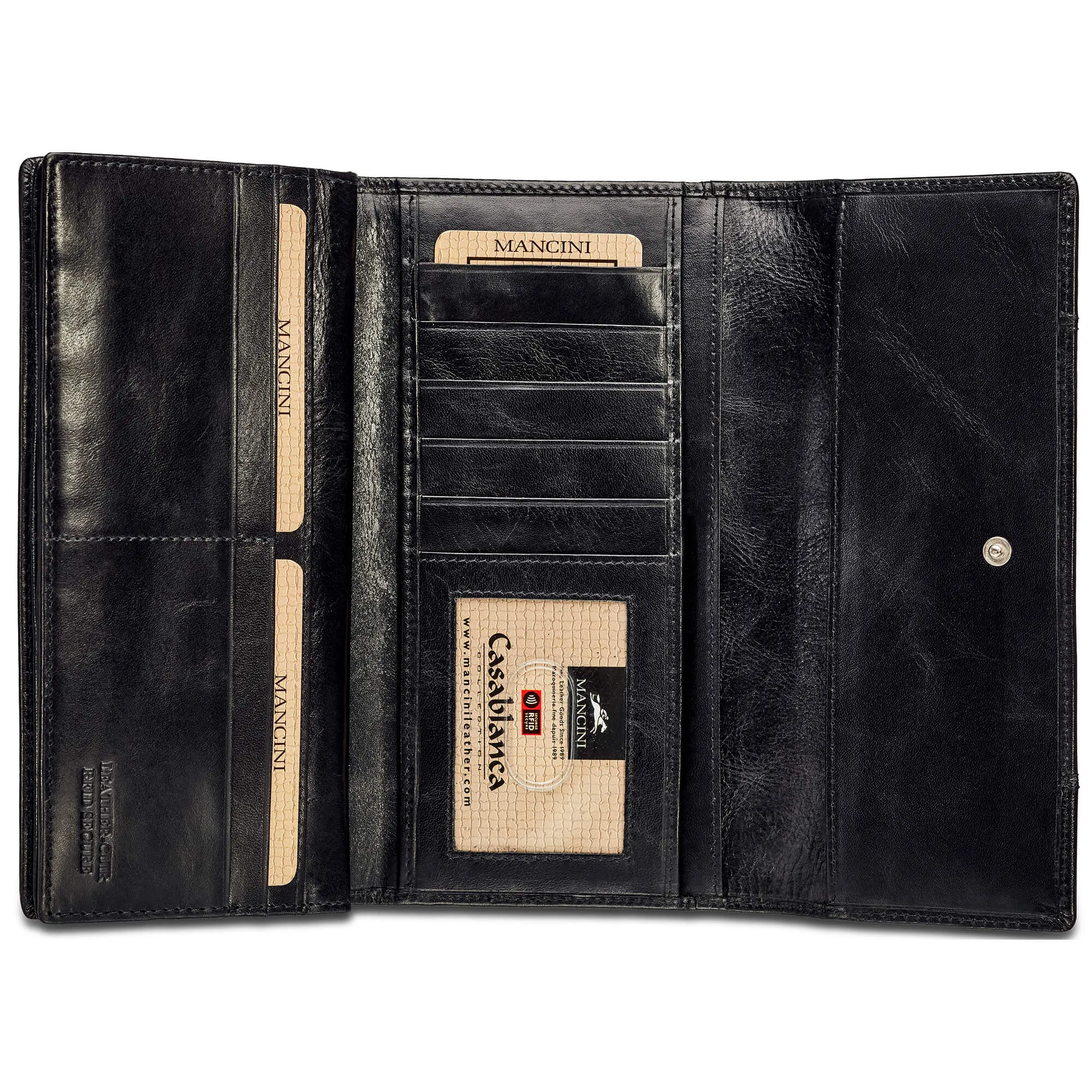 Mancini CASABLANCA Ladies RFID Secure Trifold Wallet