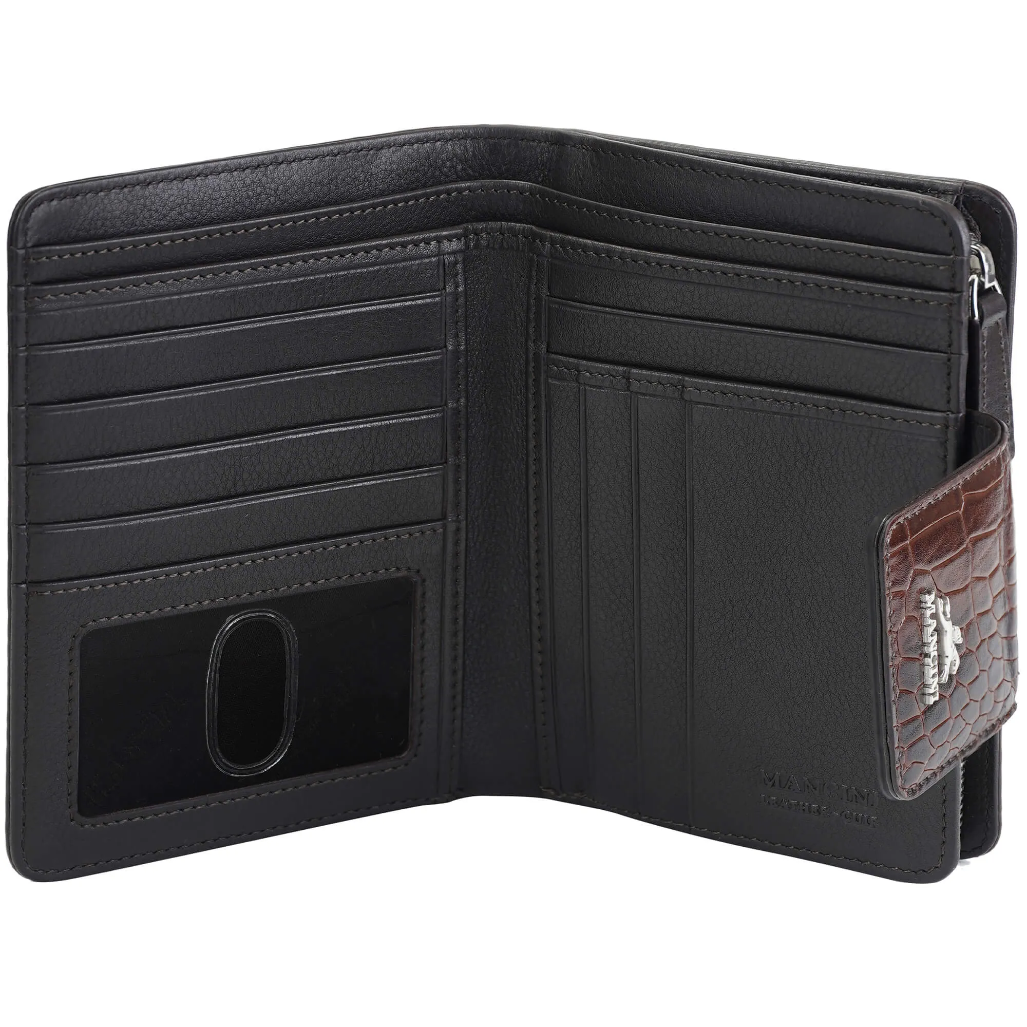 Mancini Croco2 Womens Medium Clutch Wallet with Enhanced RFID Protection