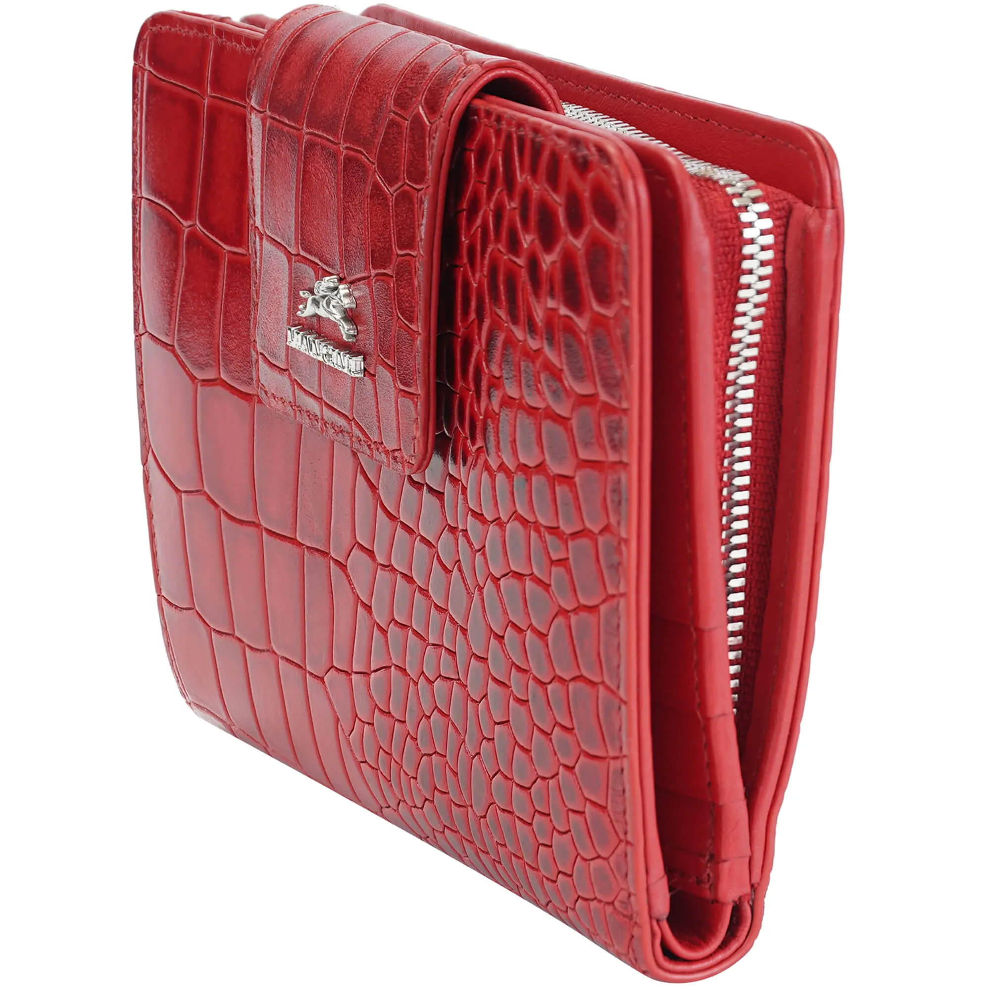 Mancini Croco2 Womens Medium Clutch Wallet with Enhanced RFID Protection