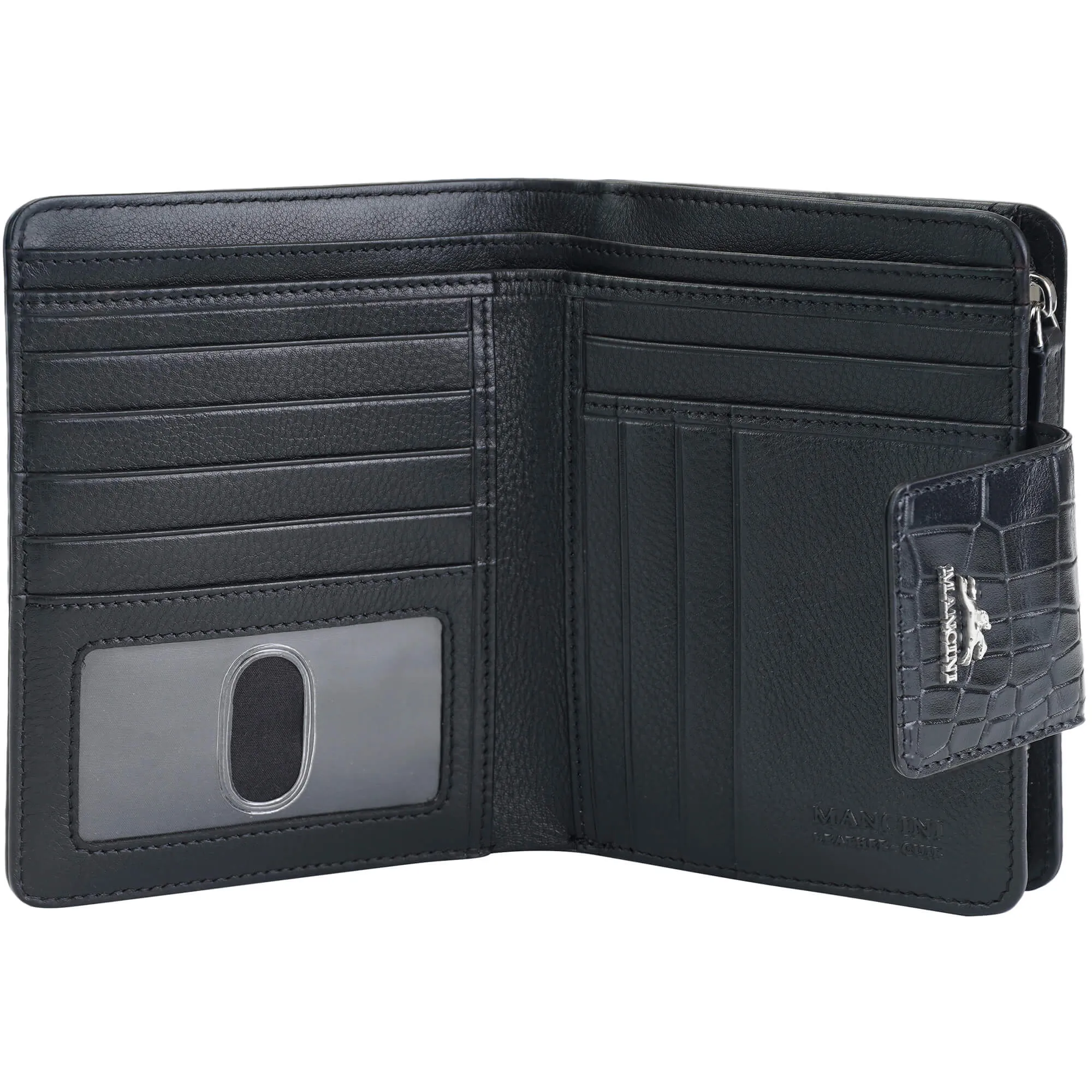 Mancini Croco2 Womens Medium Clutch Wallet with Enhanced RFID Protection