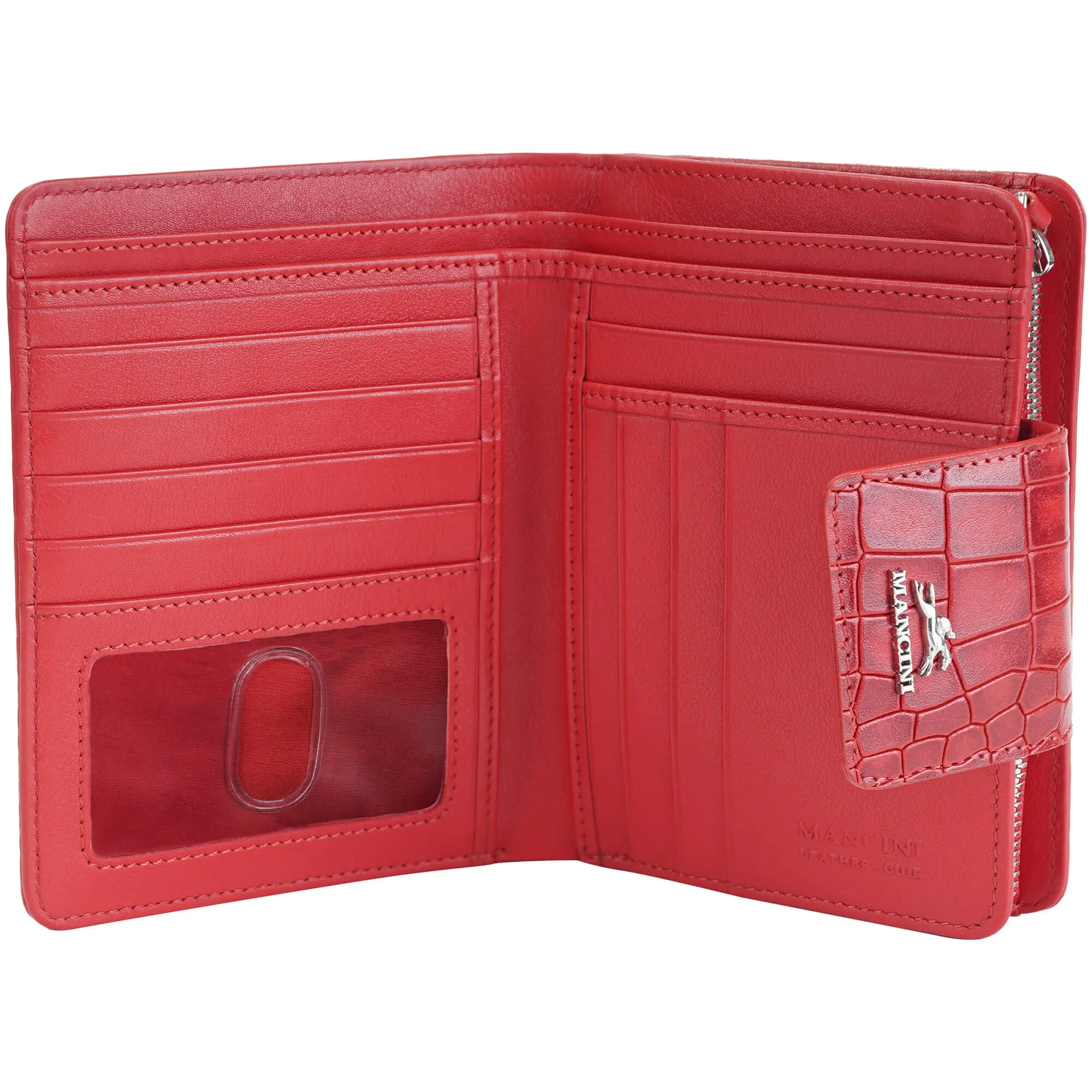 Mancini Croco2 Womens Medium Clutch Wallet with Enhanced RFID Protection