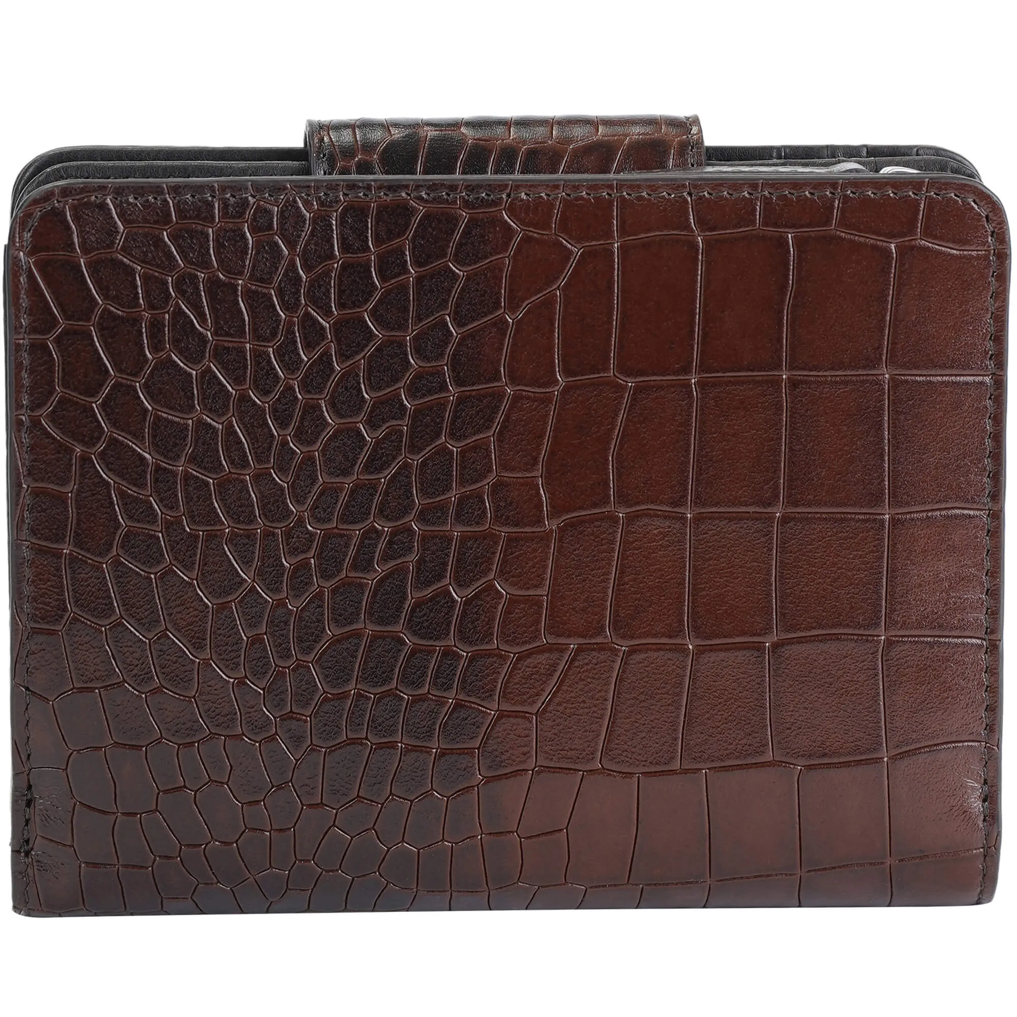 Mancini Croco2 Womens Medium Clutch Wallet with Enhanced RFID Protection