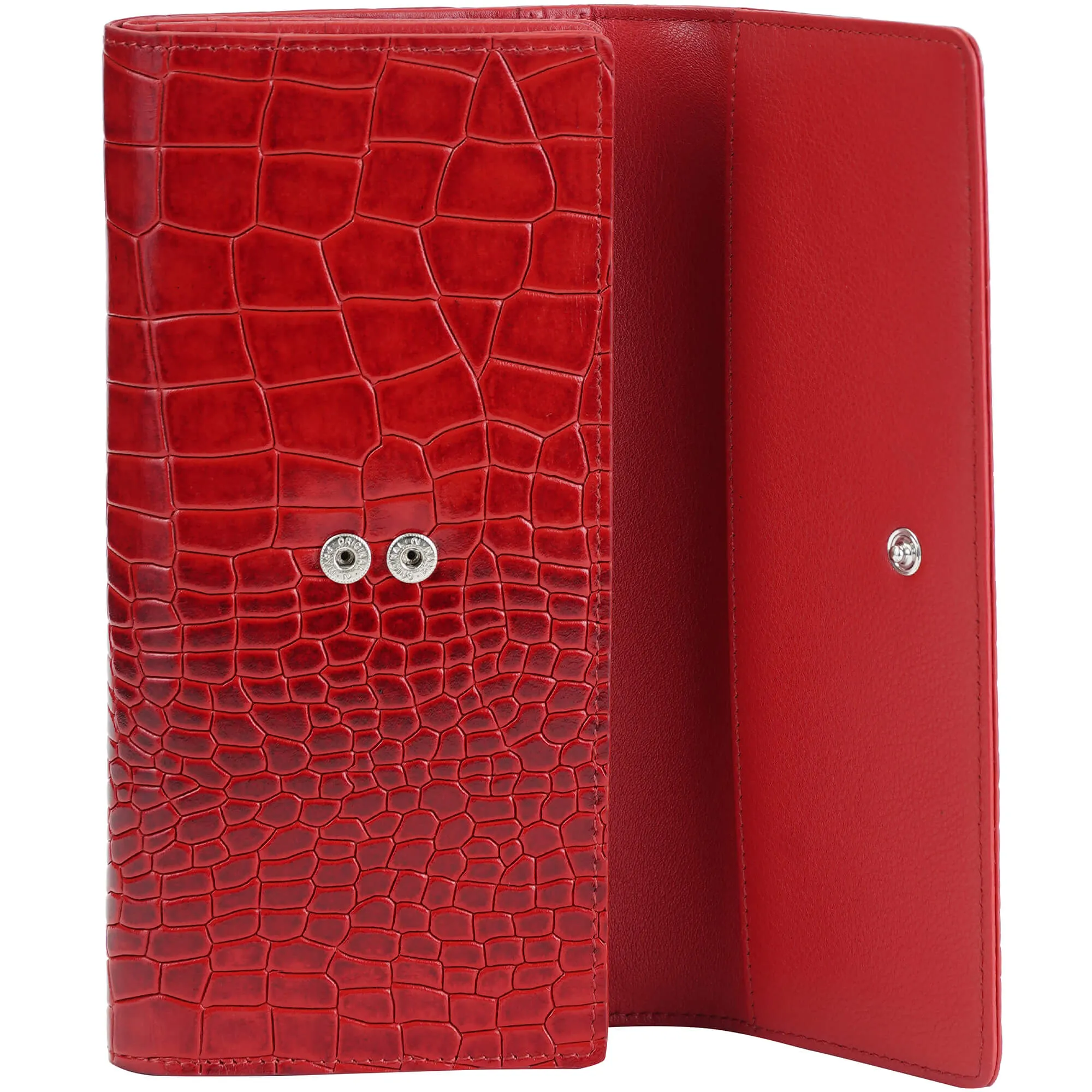 Mancini Croco2 Womens quad fold Wallet with Enhanced RFID Security