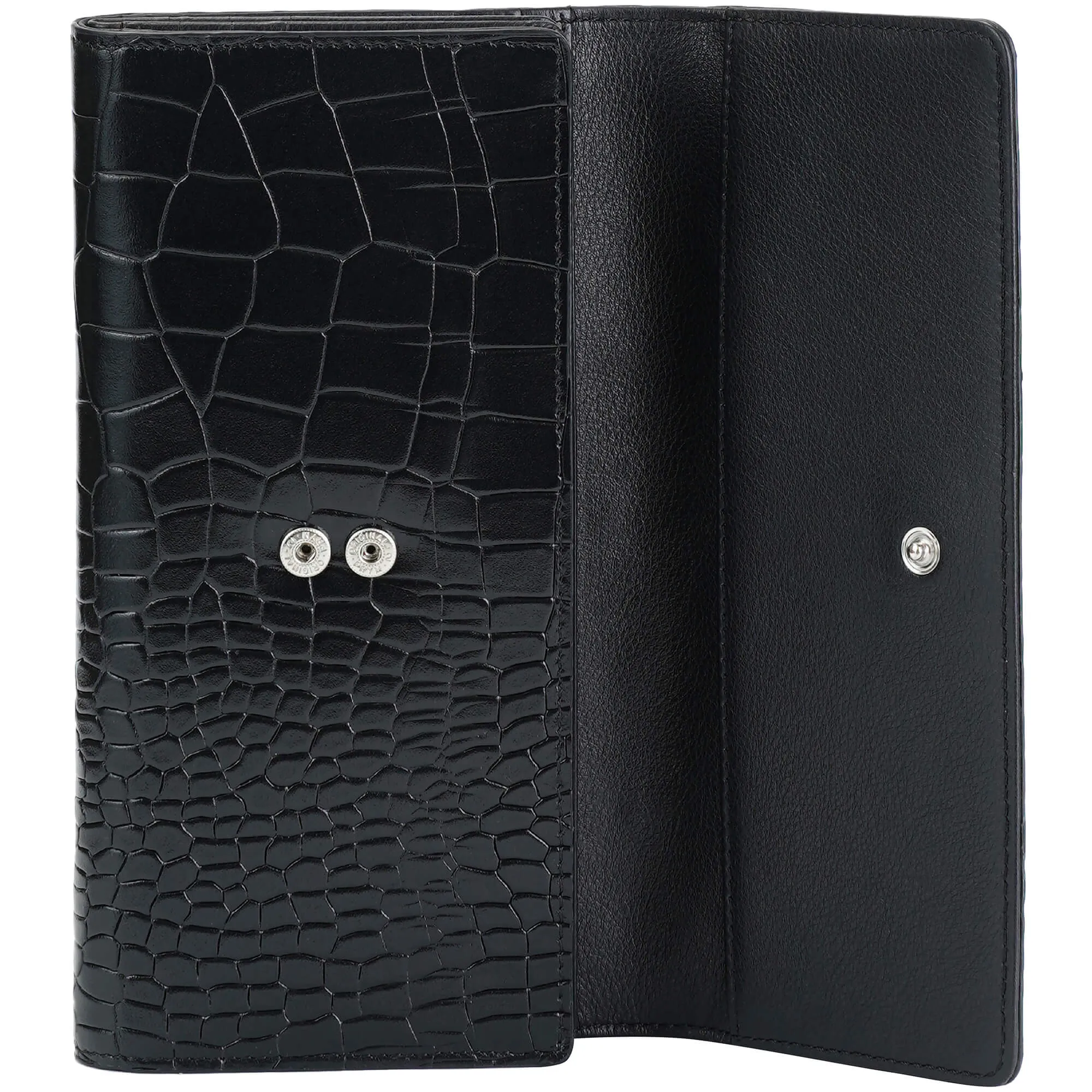 Mancini Croco2 Womens quad fold Wallet with Enhanced RFID Security