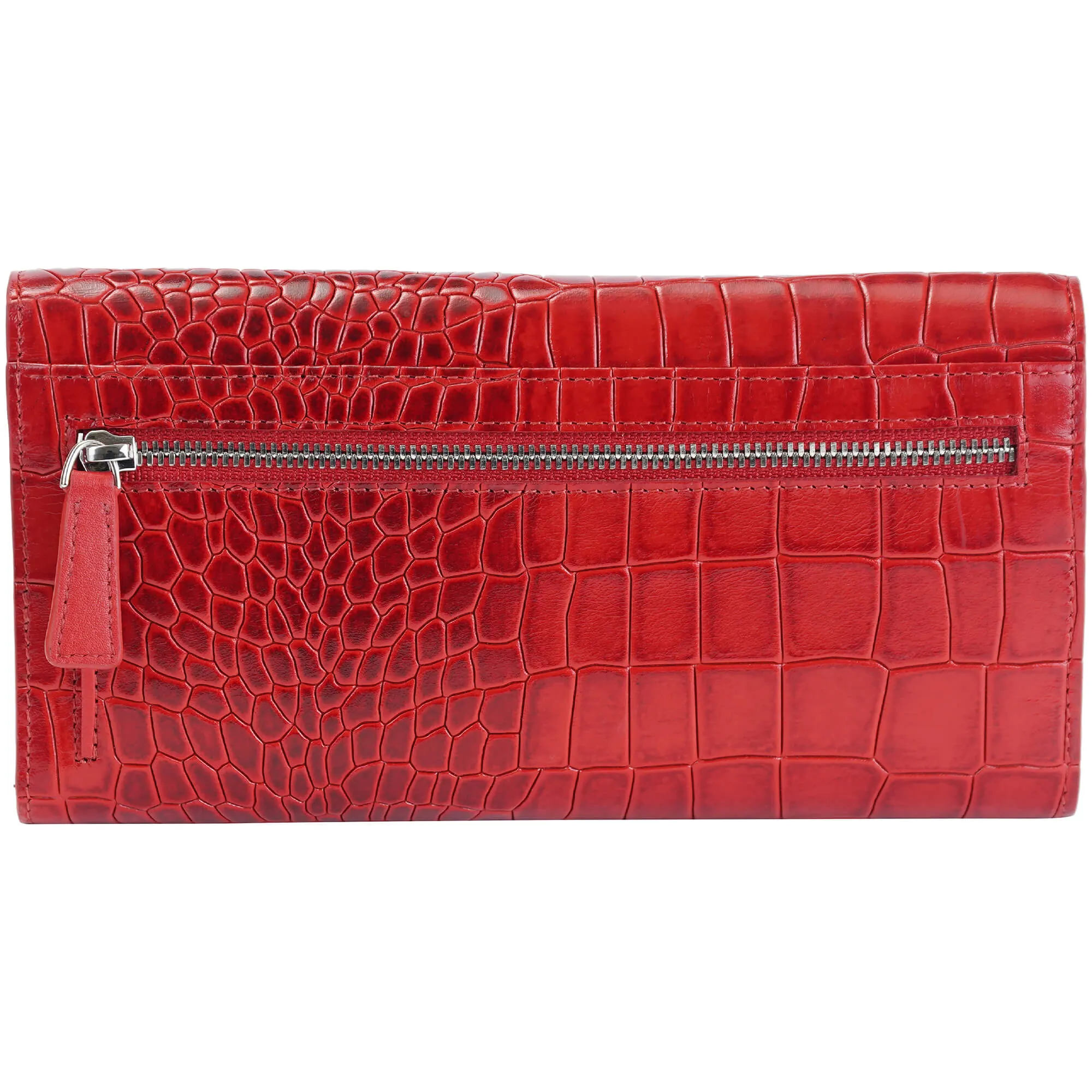 Mancini Croco2 Womens quad fold Wallet with Enhanced RFID Security