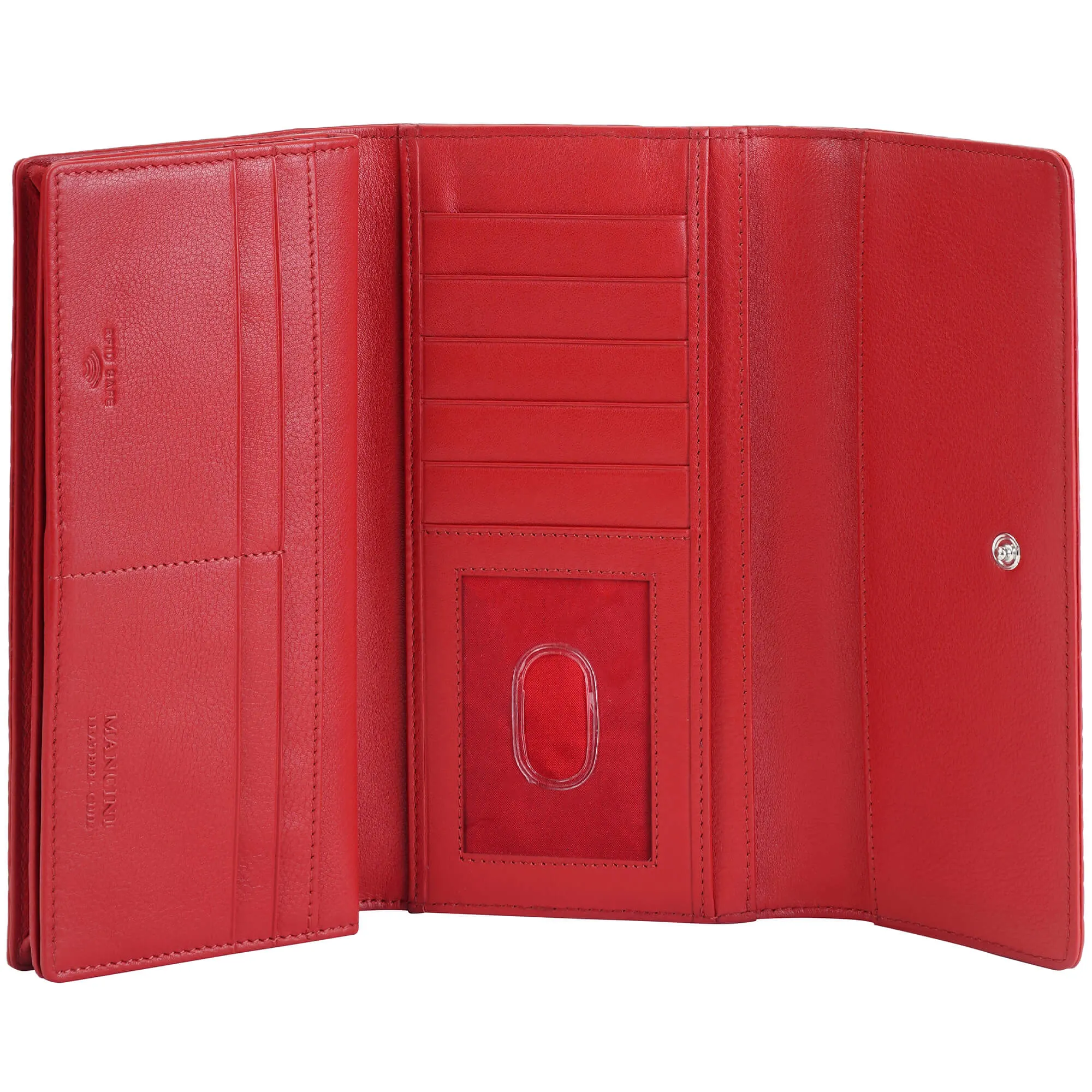 Mancini Croco2 Womens quad fold Wallet with Enhanced RFID Security