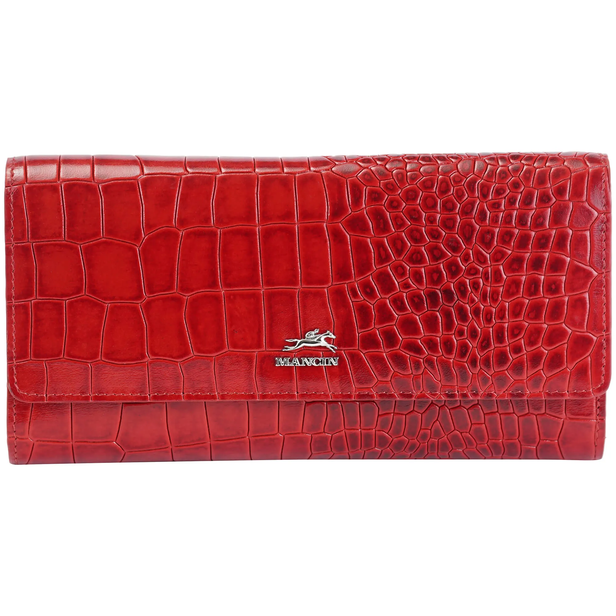 Mancini Croco2 Womens quad fold Wallet with Enhanced RFID Security