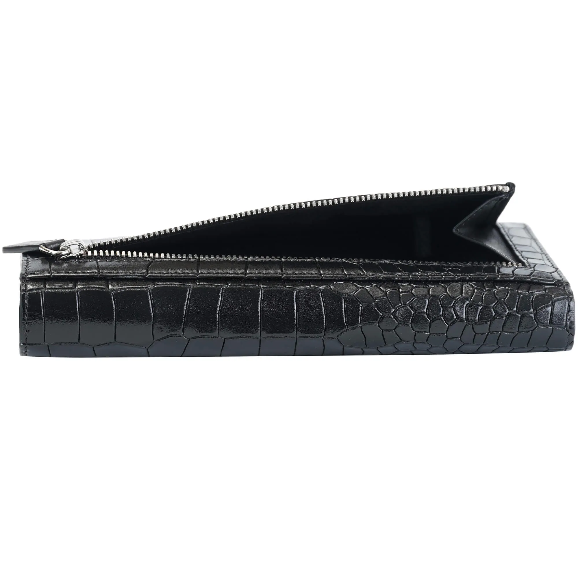 Mancini Croco2 Womens quad fold Wallet with Enhanced RFID Security