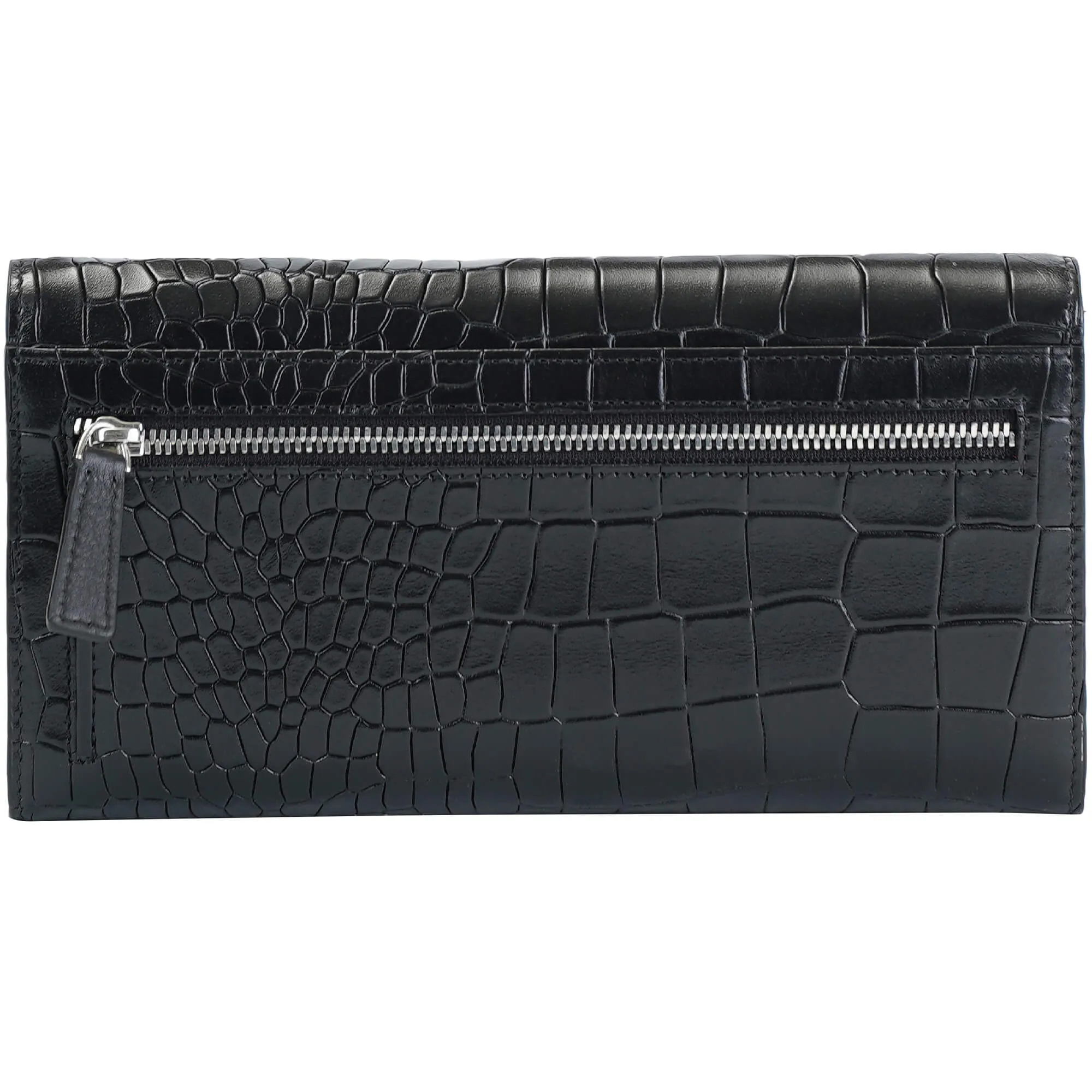 Mancini Croco2 Womens quad fold Wallet with Enhanced RFID Security