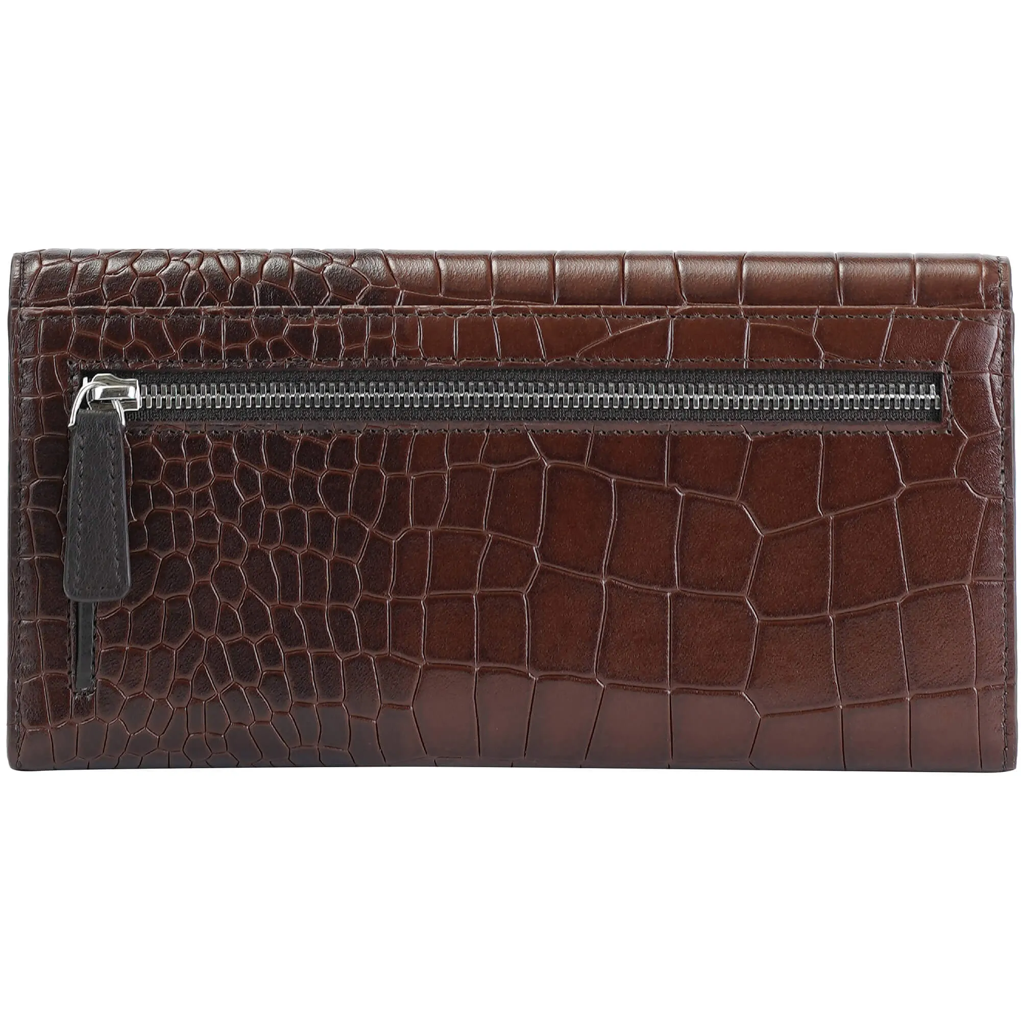 Mancini Croco2 Womens Trifold Wallet with Enhanced RFID Security