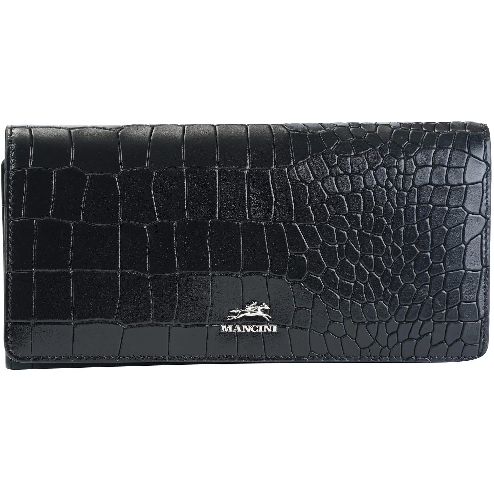 Mancini Croco2 Womens Trifold Wallet with Enhanced RFID Security