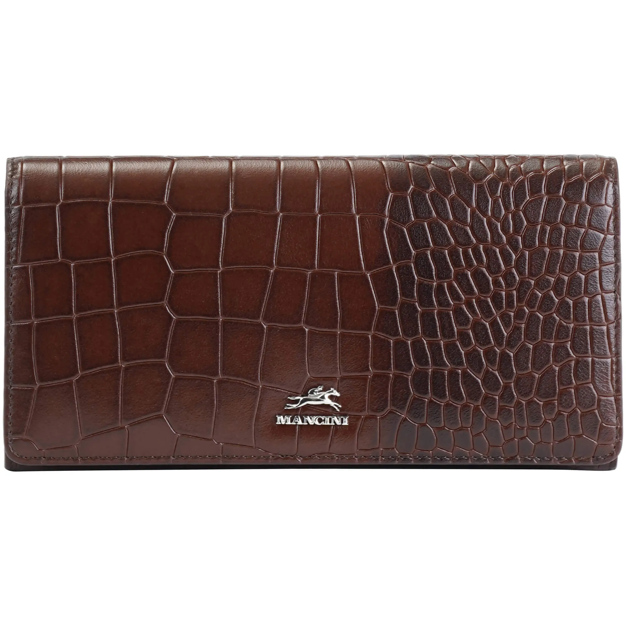 Mancini Croco2 Womens Trifold Wallet with Enhanced RFID Security
