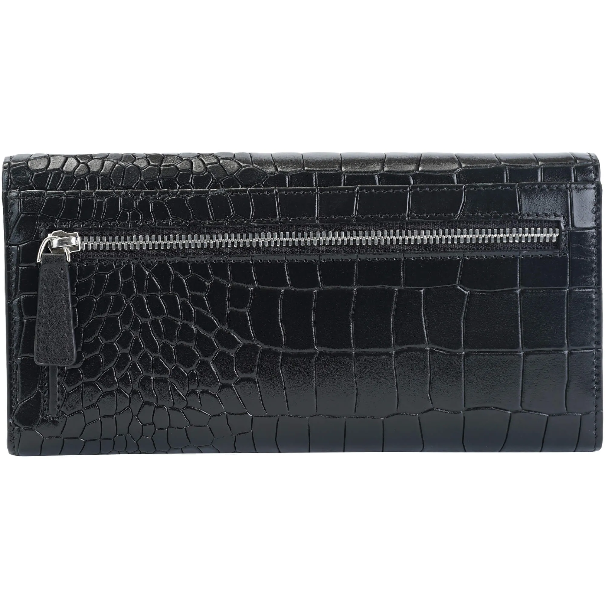 Mancini Croco2 Womens Trifold Wallet with Enhanced RFID Security