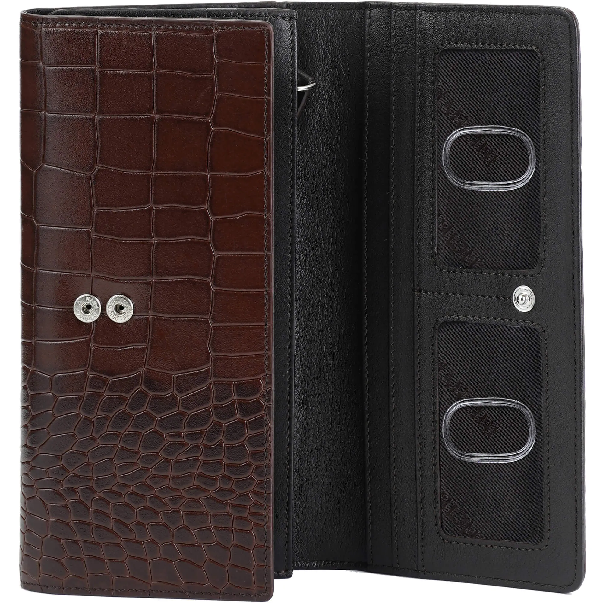 Mancini Croco2 Womens Trifold Wallet with Enhanced RFID Security