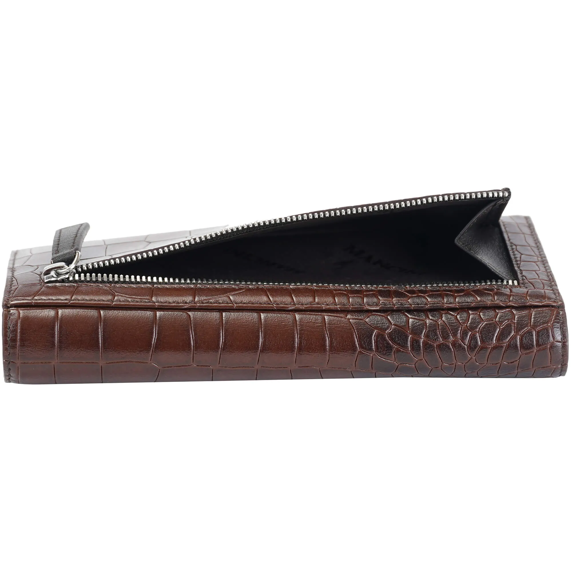 Mancini Croco2 Womens Trifold Wallet with Enhanced RFID Security