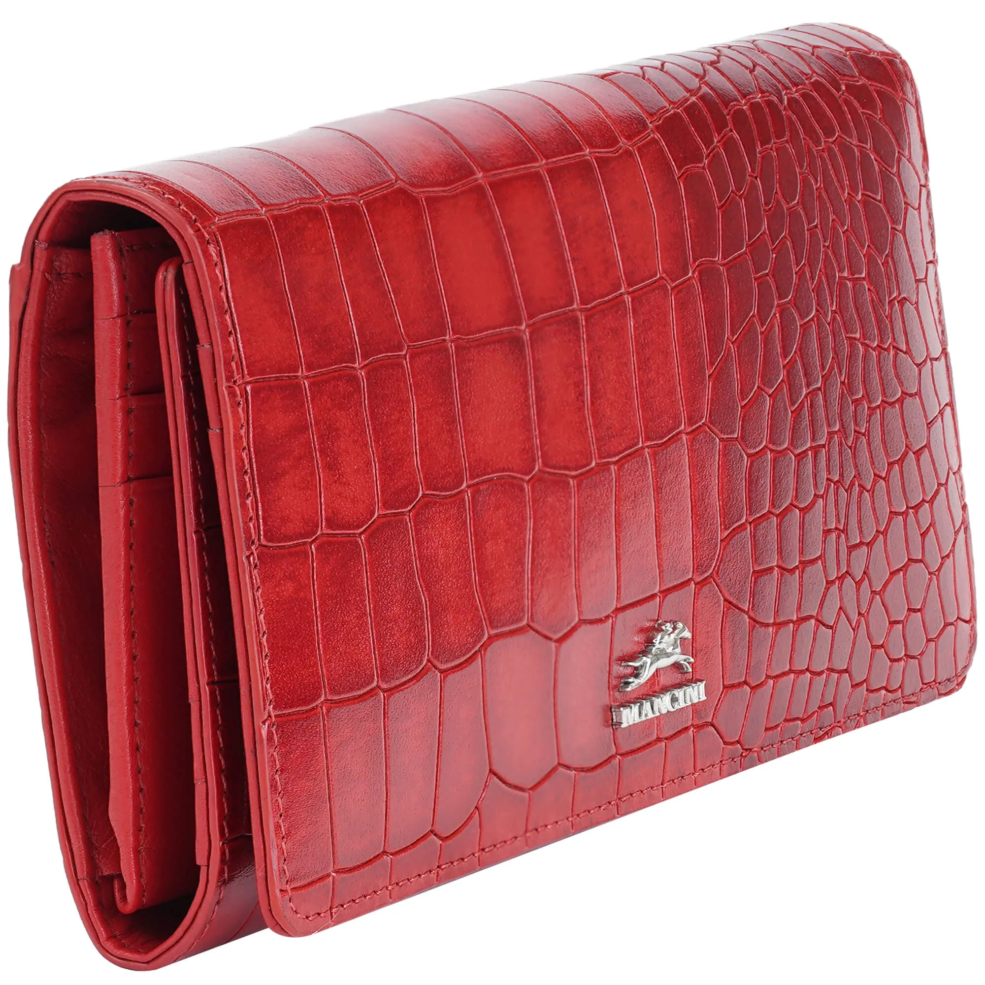 Mancini Croco2 Womens Trifold Wallet with Enhanced RFID Security