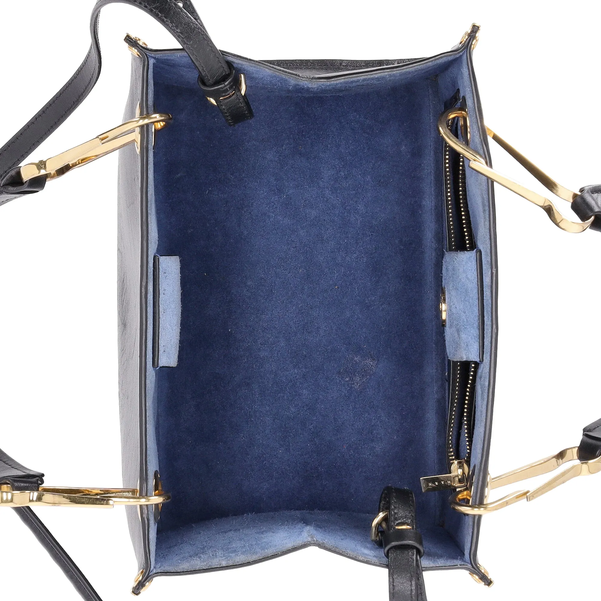 Marni Grip Shoulder Bag in Navy Blue Leather