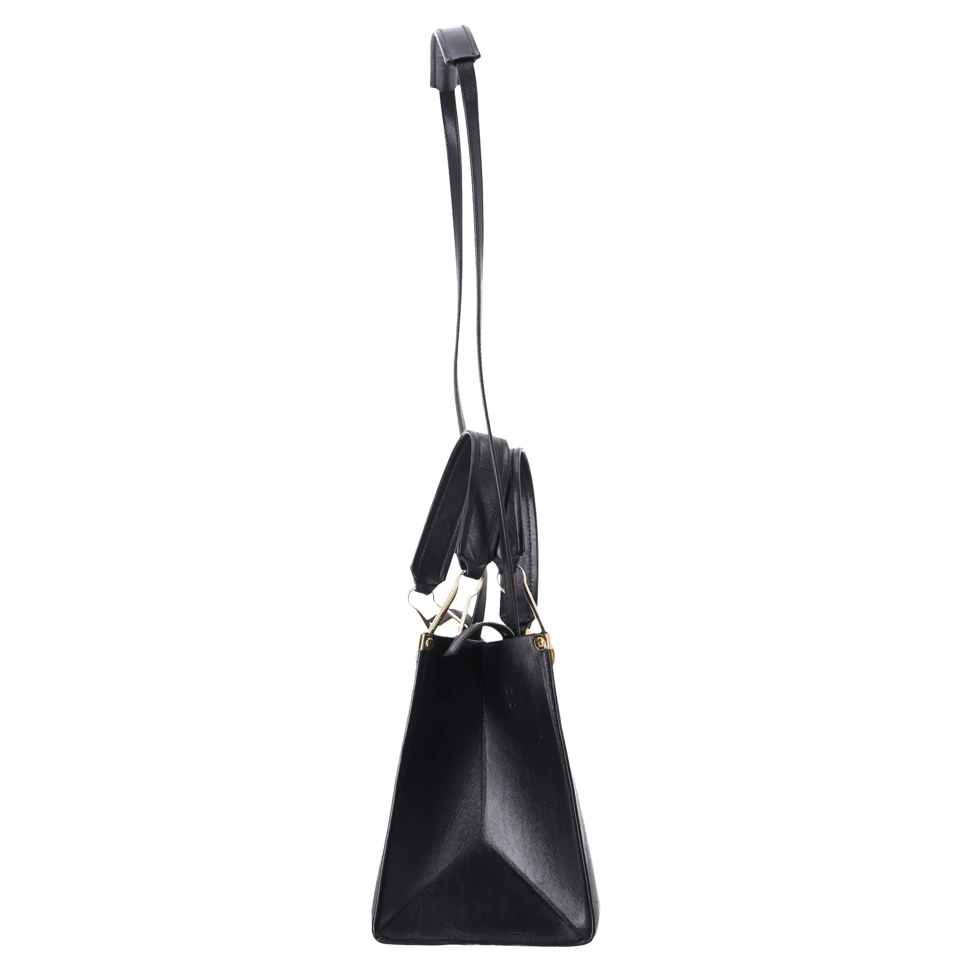 Marni Grip Shoulder Bag in Navy Blue Leather