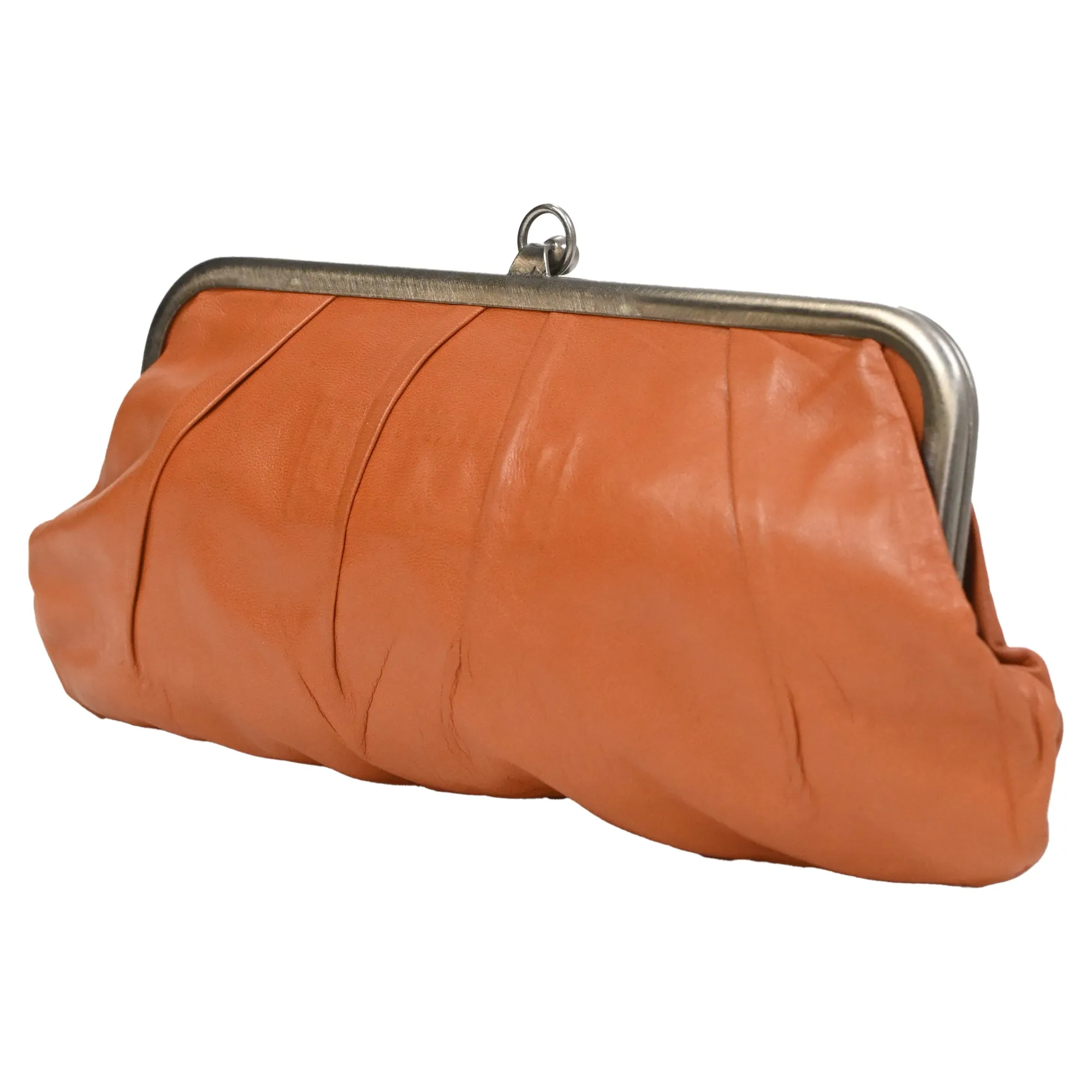Marni Kisslock Clutch in Orange Leather