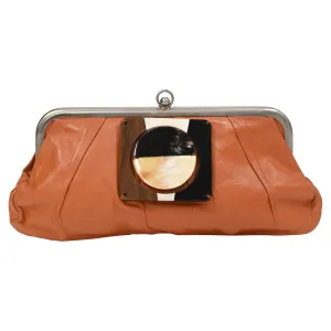 Marni Kisslock Clutch in Orange Leather