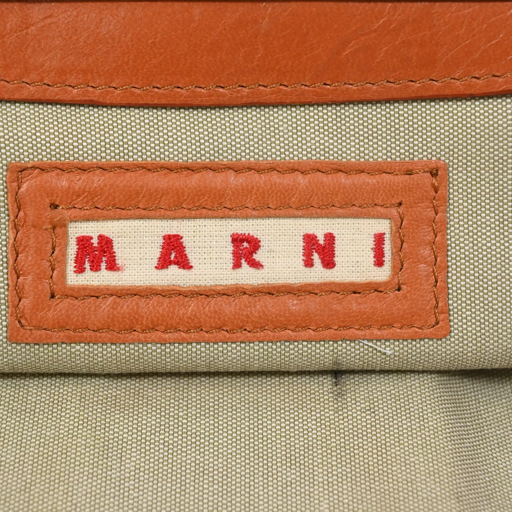 Marni Kisslock Clutch in Orange Leather
