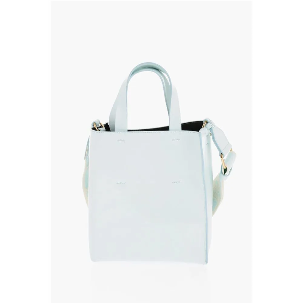 Marni Leather MUSEO Mini Tote Bag with Removable Shoulder Strap